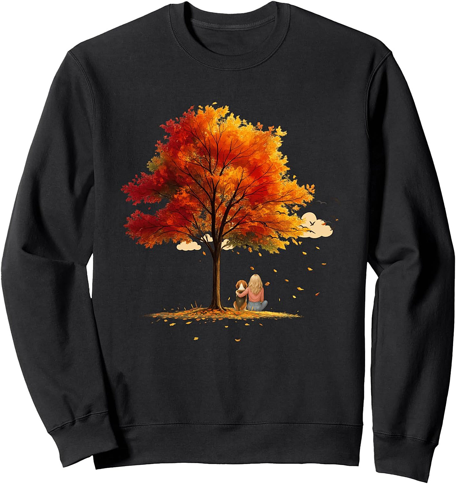 Autumn Dog Lover Crewneck Sweatshirt | Cozy Fall Tree Pullover