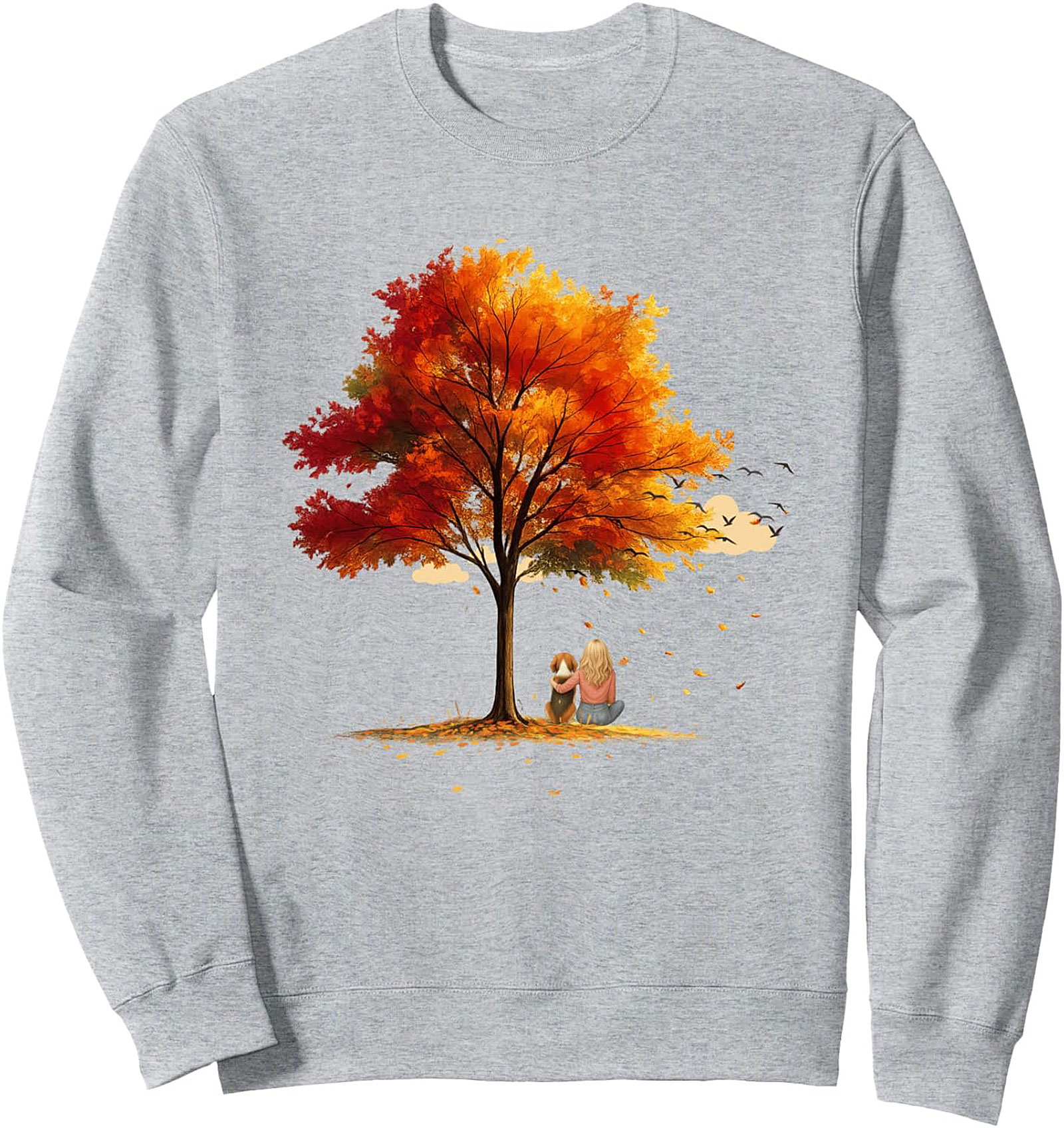 Autumn Dog Lover Crewneck Sweatshirt | Cozy Fall Tree Pullover