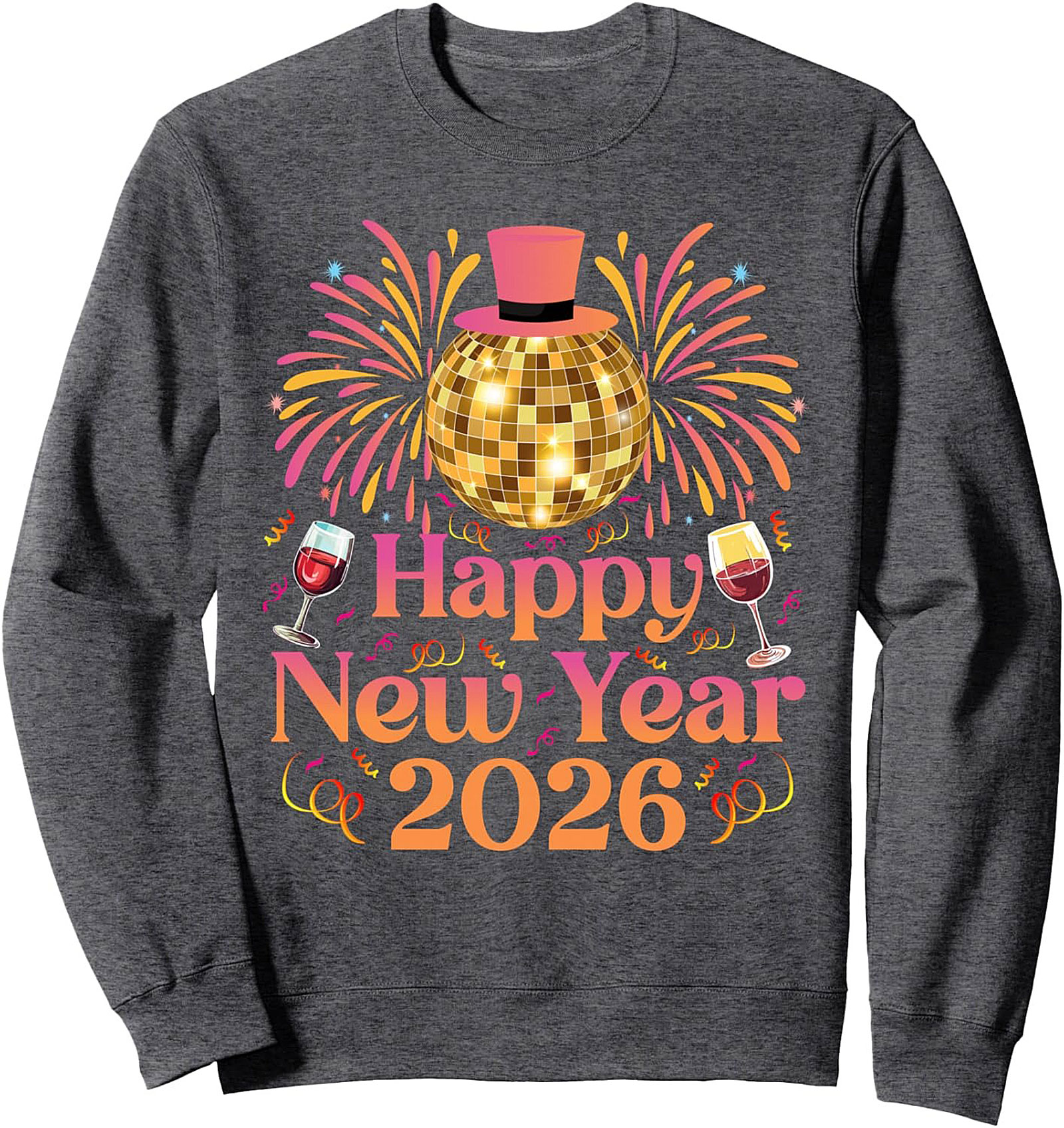 Happy New Year 2026 Disco Ball Crewneck Sweatshirt