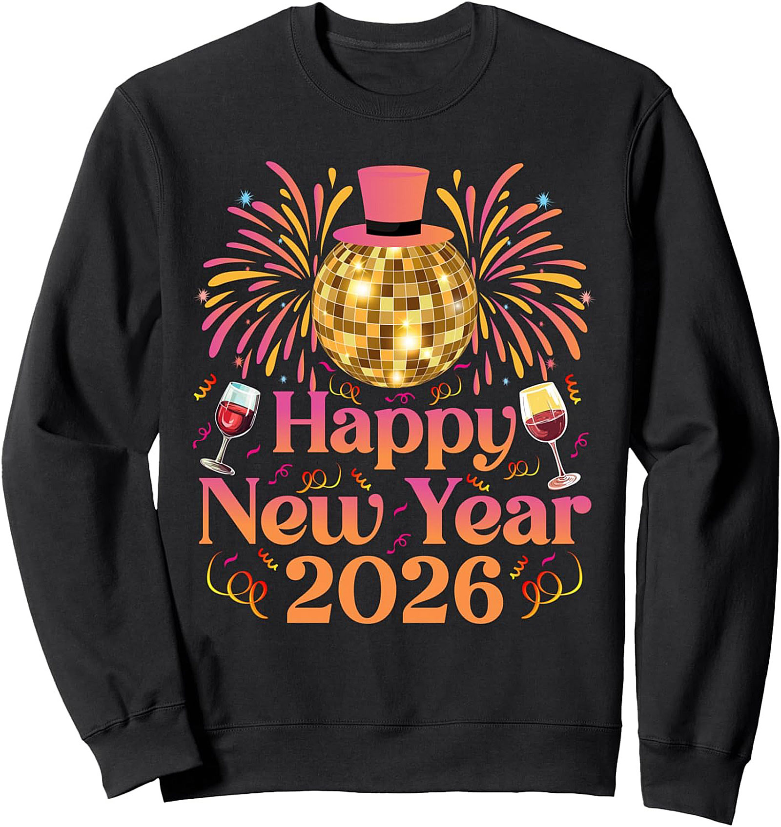 Happy New Year 2026 Disco Ball Crewneck Sweatshirt