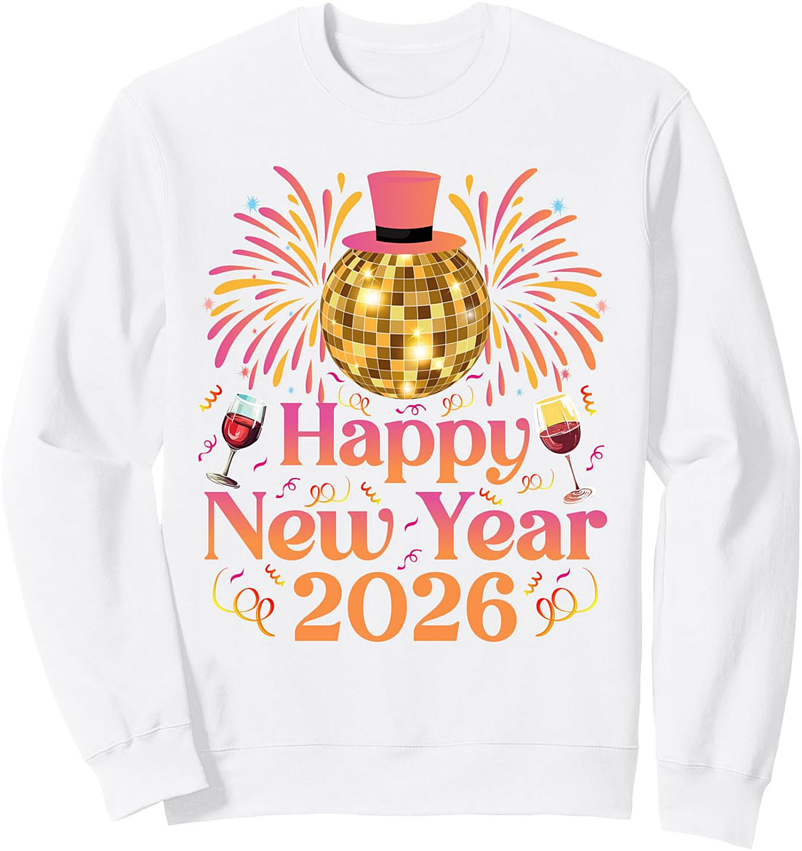 Happy New Year 2026 Disco Ball Crewneck Sweatshirt