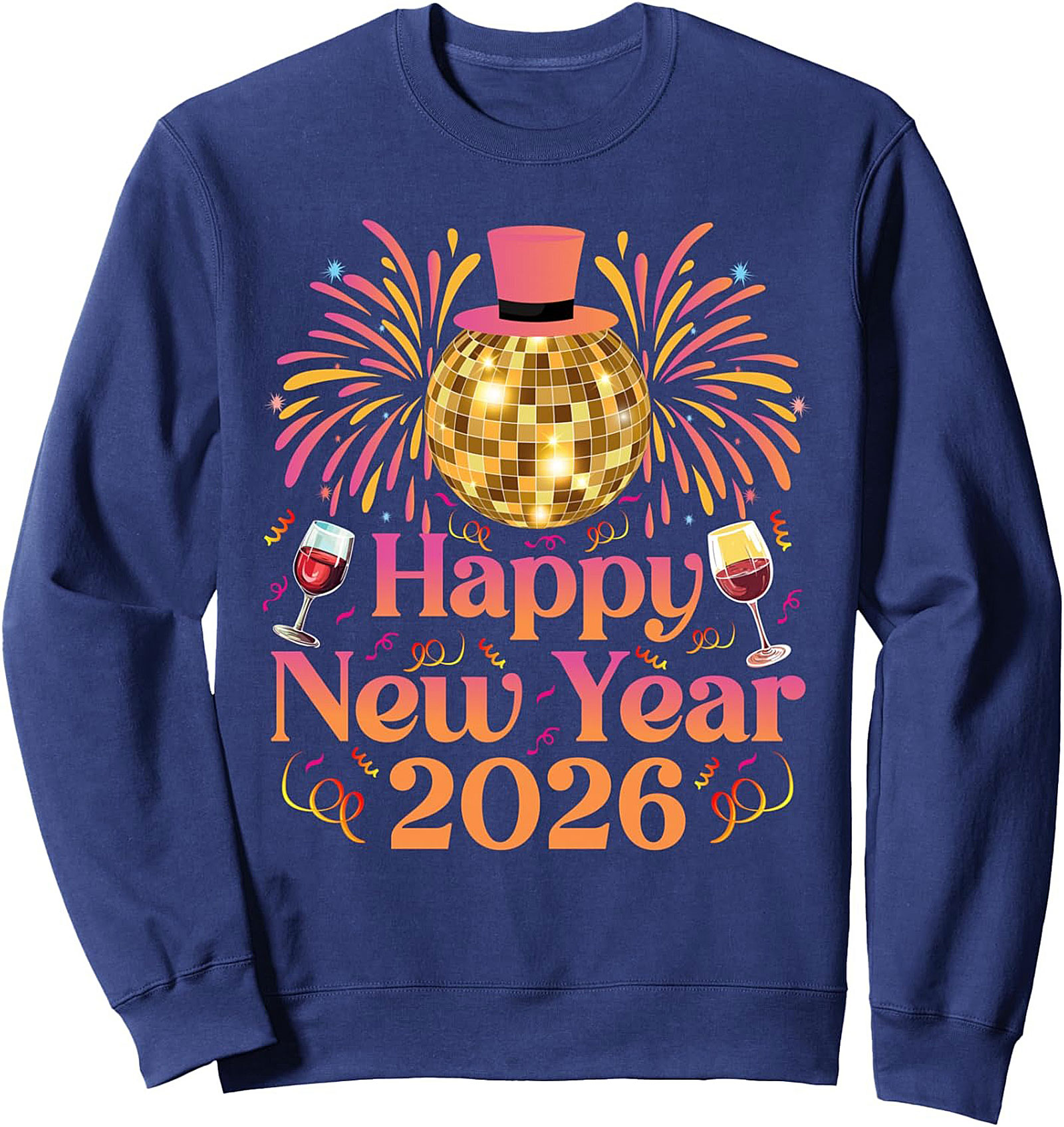 Happy New Year 2026 Disco Ball Crewneck Sweatshirt