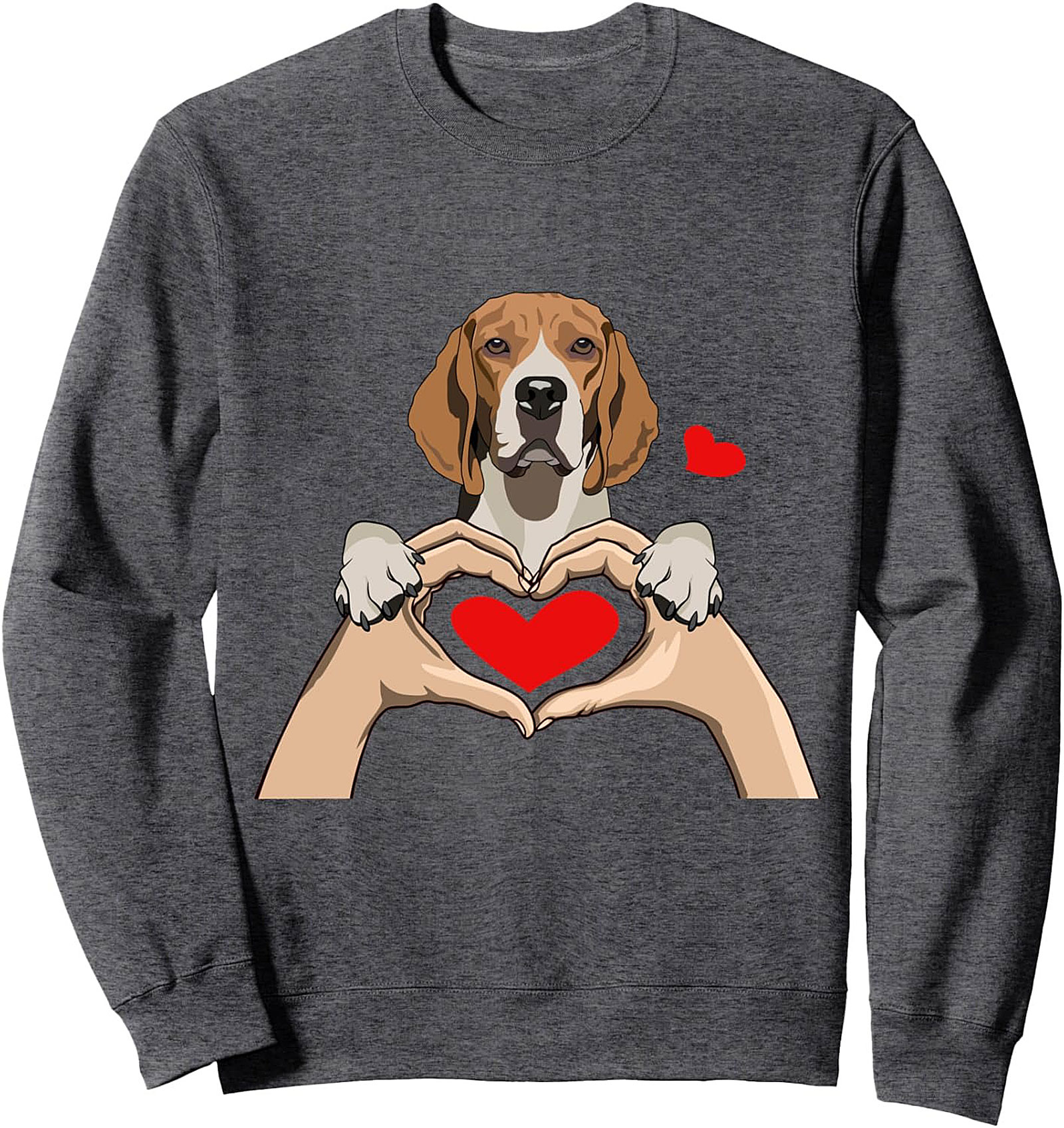 Beagle Lover Heart Hands Graphic Sweatshirt - Cozy Crewneck Pullover