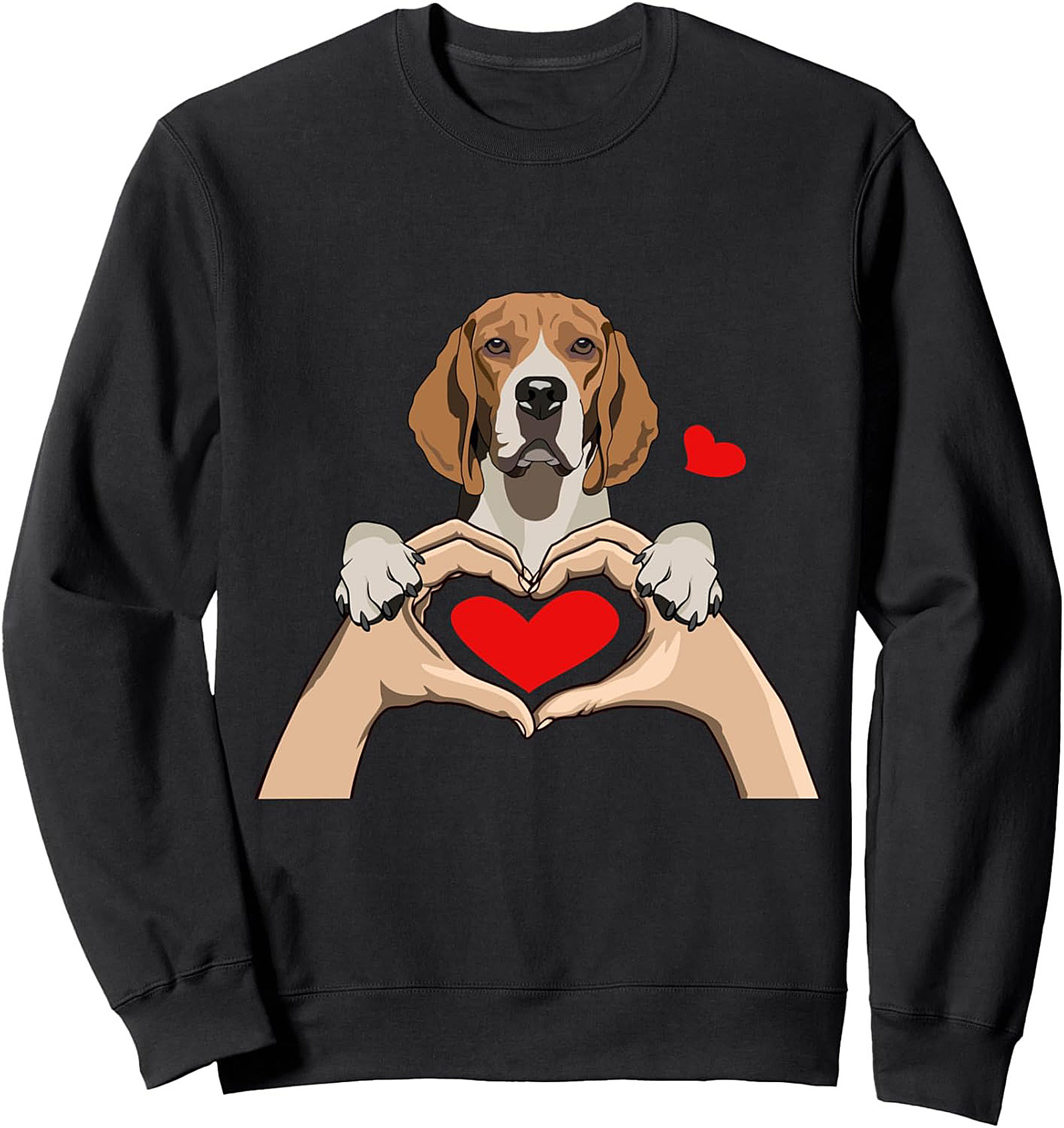 Beagle Lover Heart Hands Graphic Sweatshirt - Cozy Crewneck Pullover