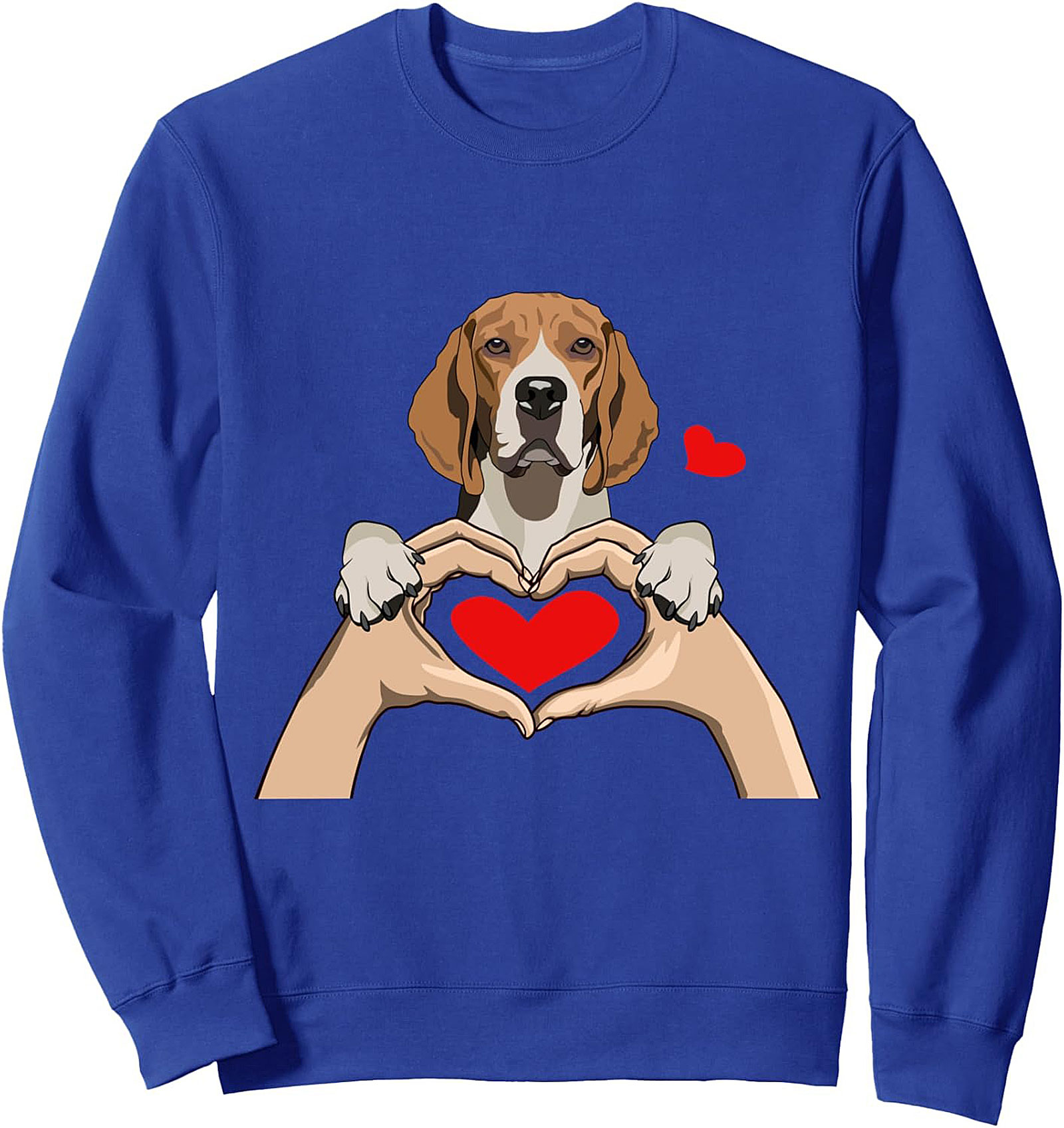 Beagle Lover Heart Hands Graphic Sweatshirt - Cozy Crewneck Pullover