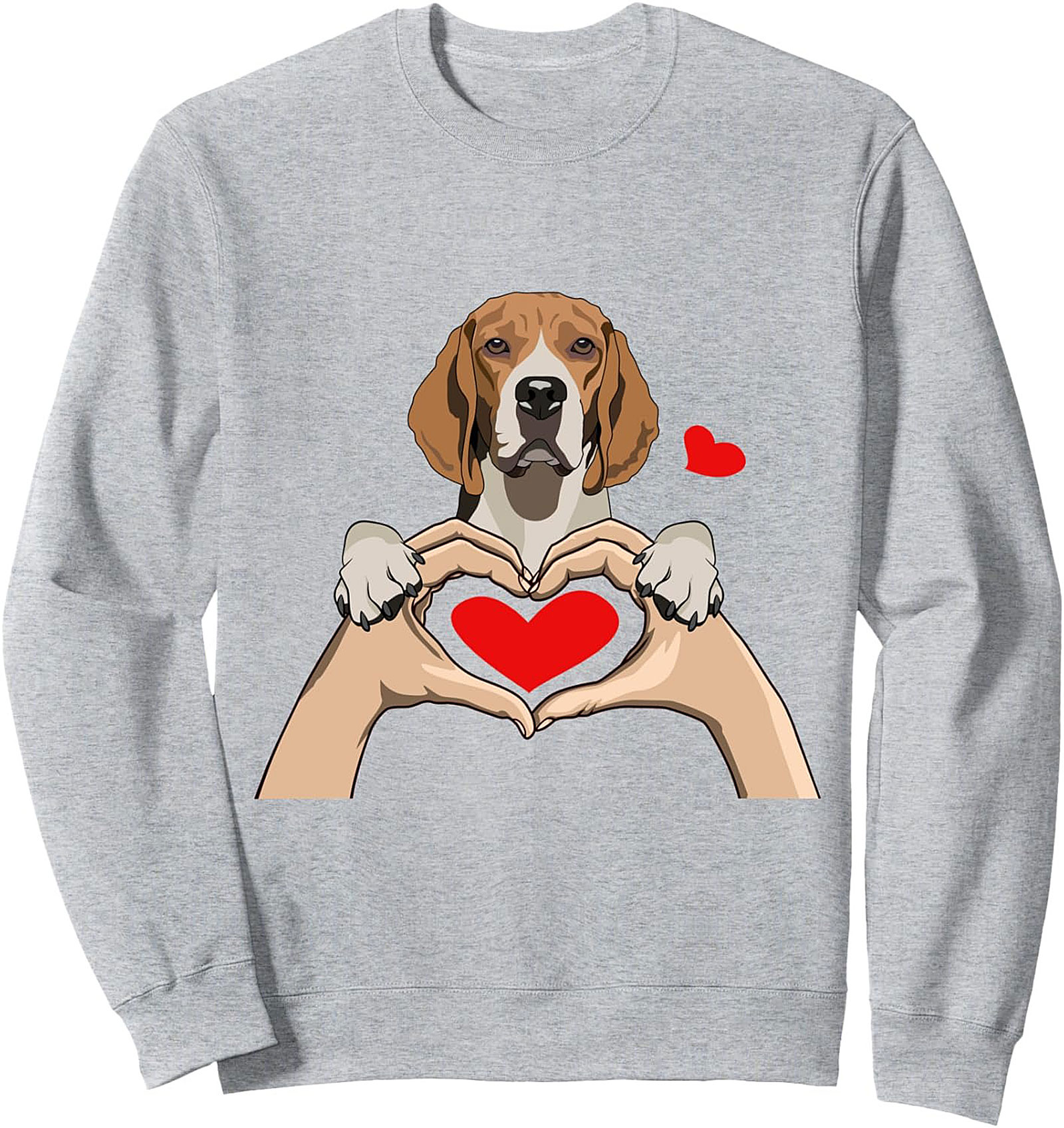 Beagle Lover Heart Hands Graphic Sweatshirt - Cozy Crewneck Pullover
