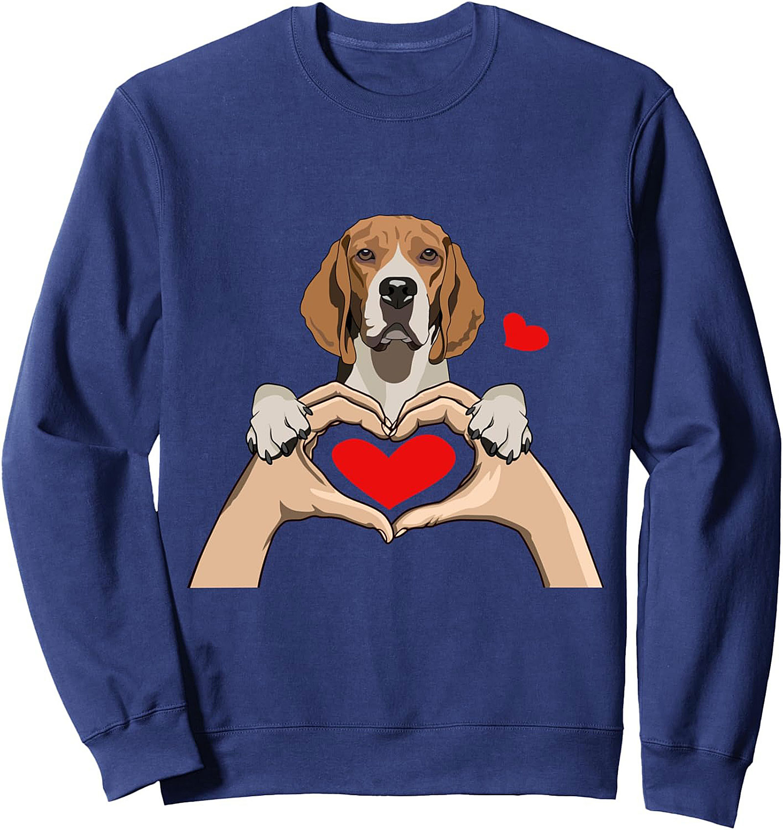 Beagle Lover Heart Hands Graphic Sweatshirt - Cozy Crewneck Pullover