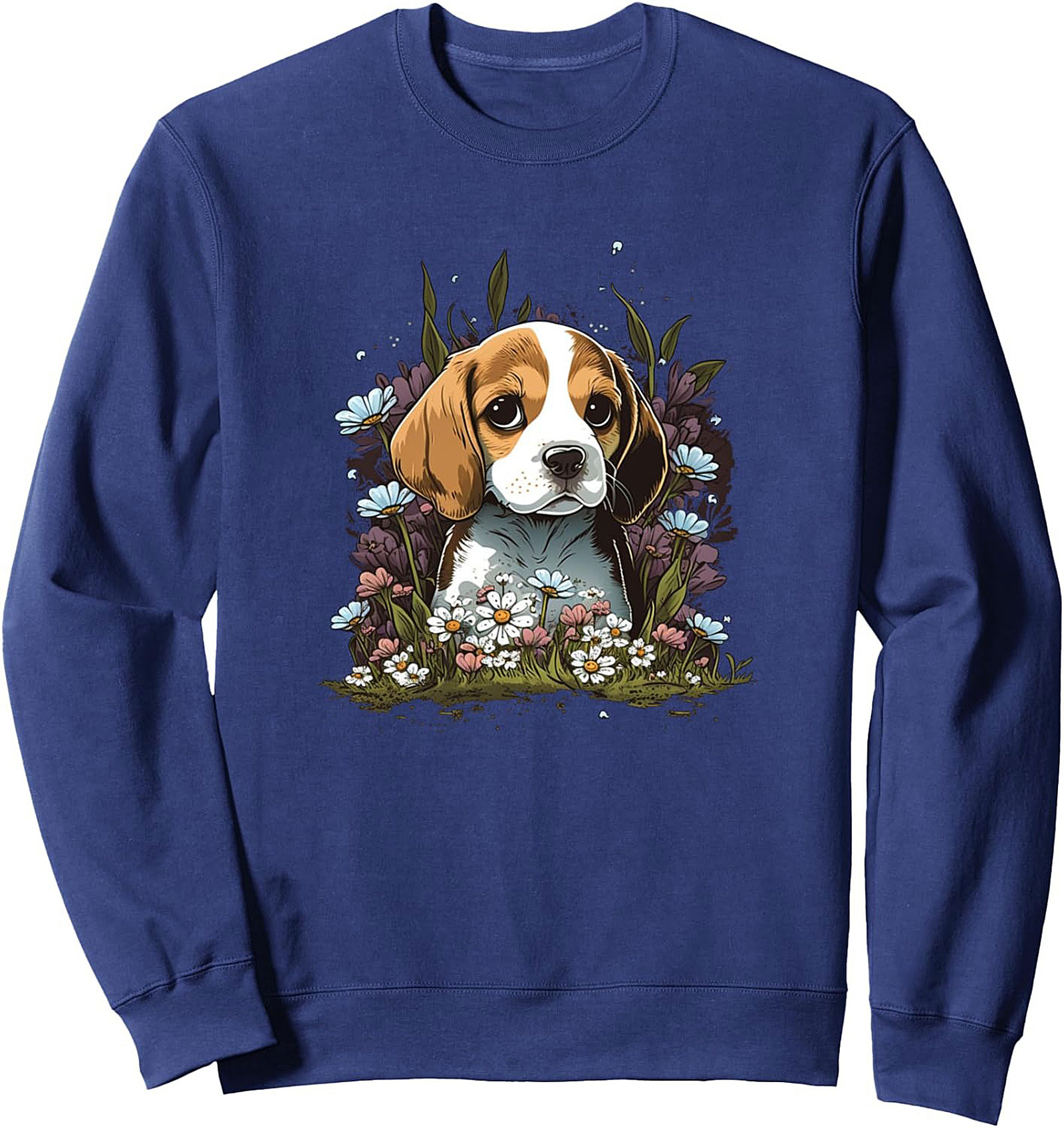 Adorable Beagle Puppy in Flowers Graphic Sweatshirt