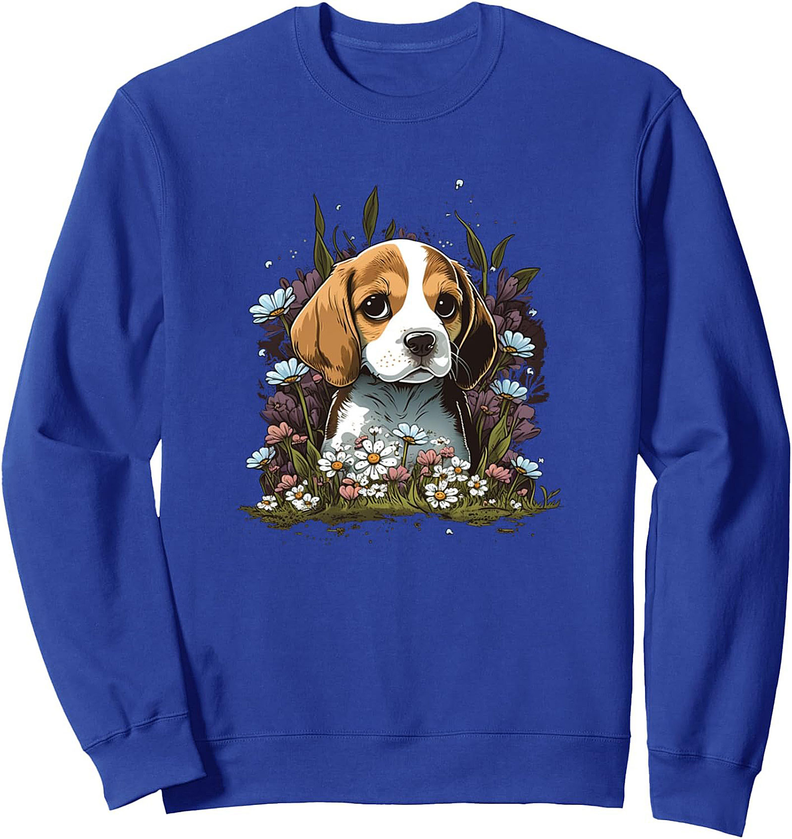 Adorable Beagle Puppy in Flowers Graphic Sweatshirt