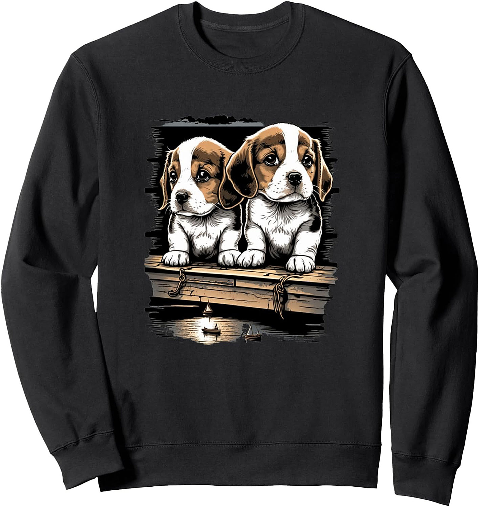 Adorable Beagle Puppy Graphic Sweatshirt – Cozy Crewneck for Dog Lovers