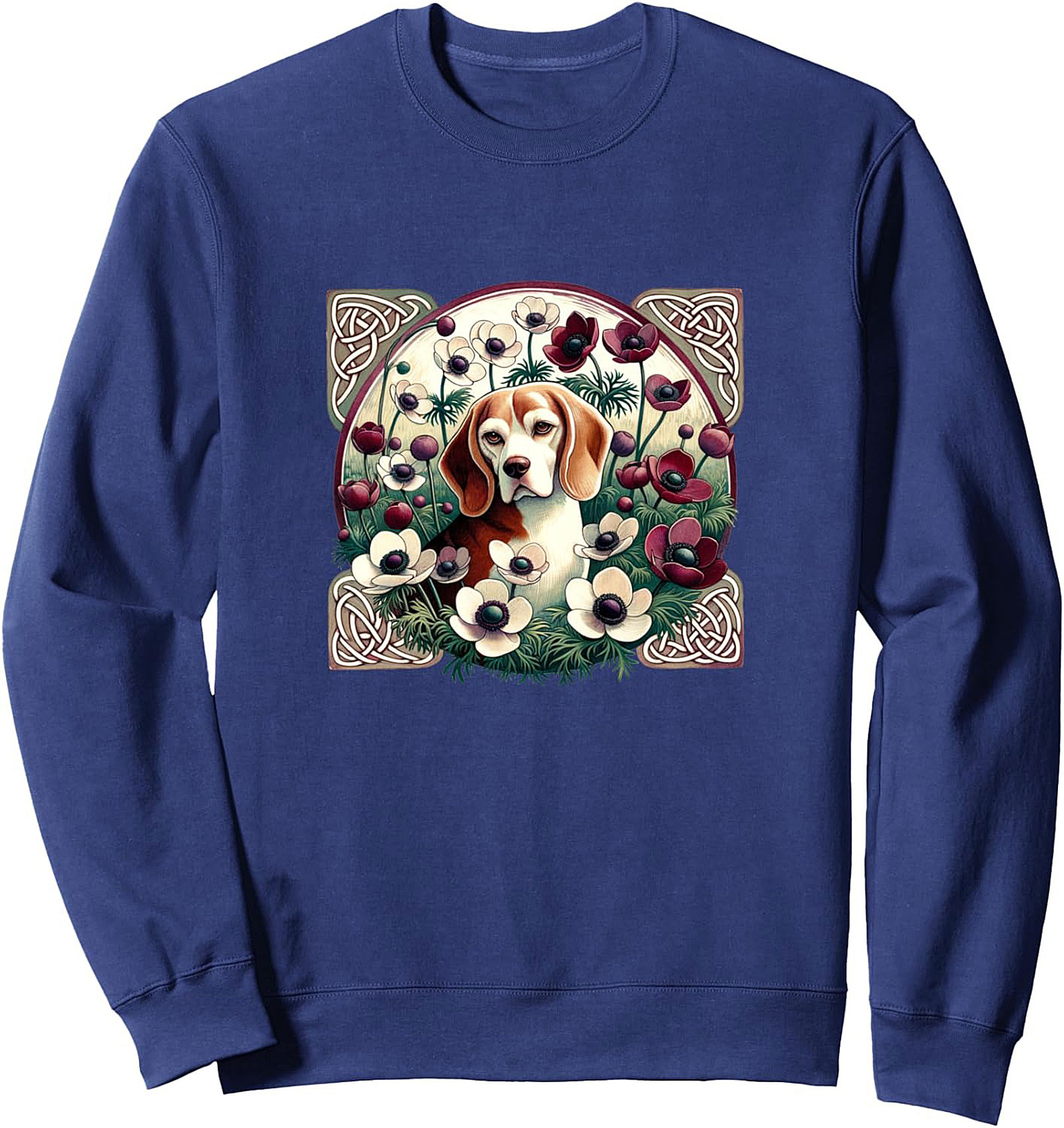 Celtic Beagle Dog Graphic Sweatshirt – Art Nouveau Floral Crewneck