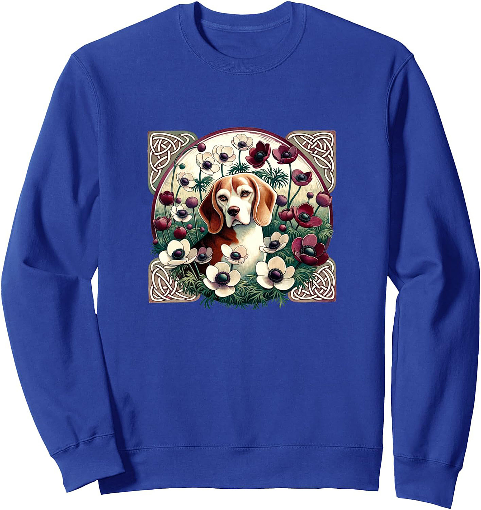 Celtic Beagle Dog Graphic Sweatshirt – Art Nouveau Floral Crewneck