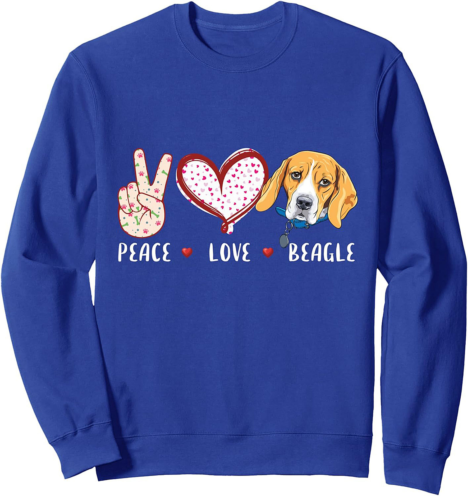 Peace Love Beagle Dog Graphic Crewneck Sweatshirt