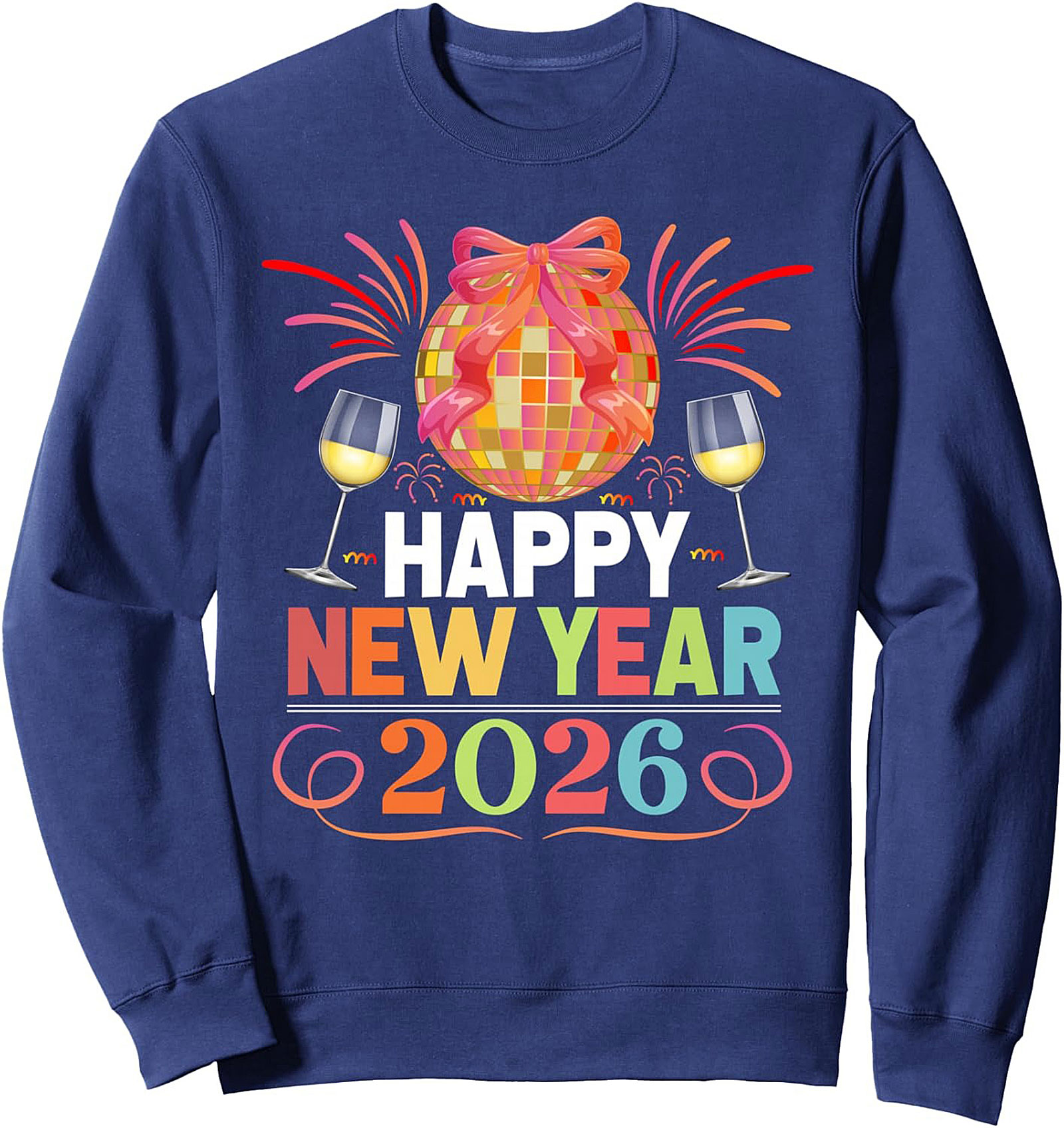 Happy New Year 2026 Sweatshirt Disco Crewneck Pullover