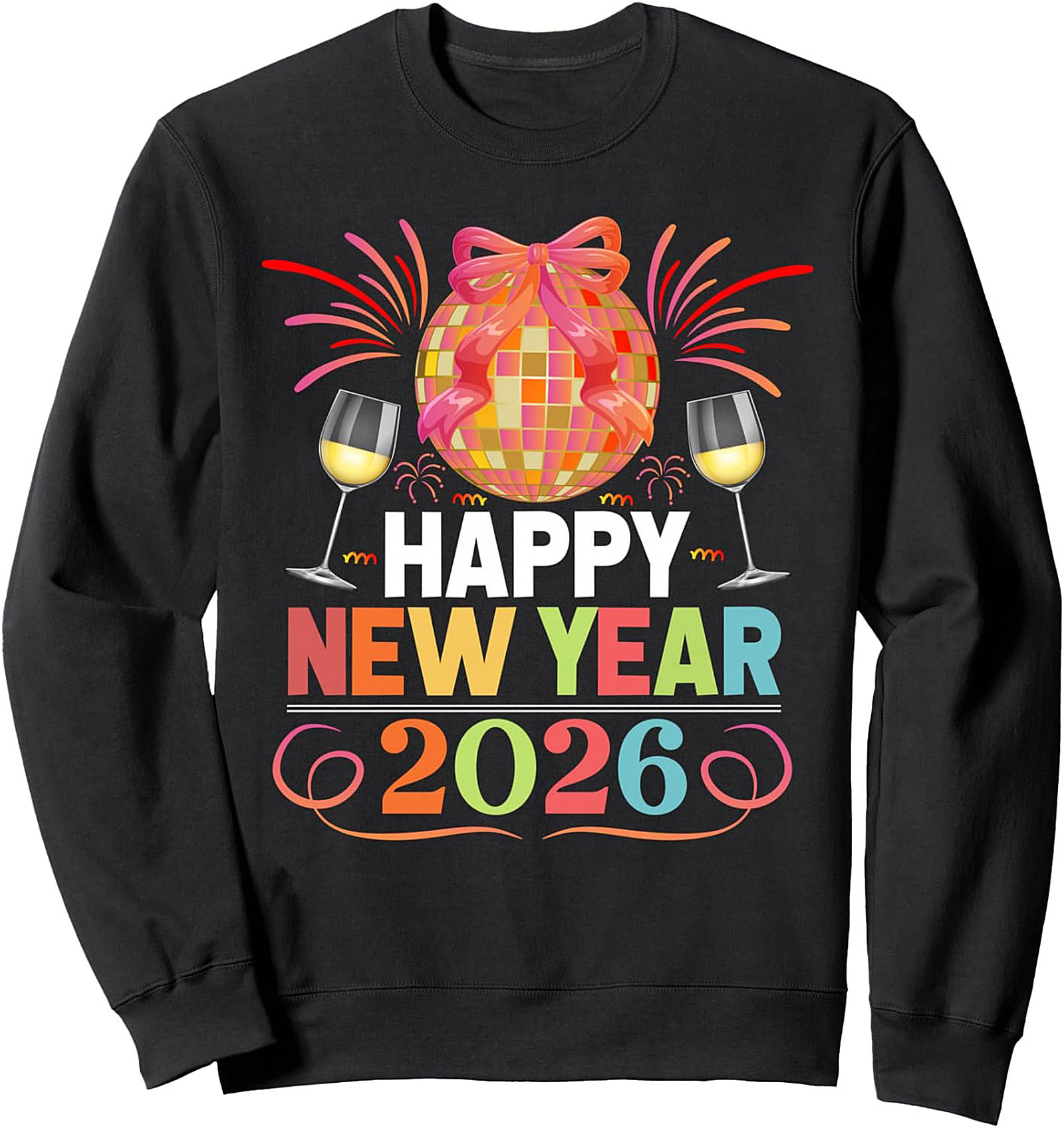 Happy New Year 2026 Sweatshirt Disco Crewneck Pullover
