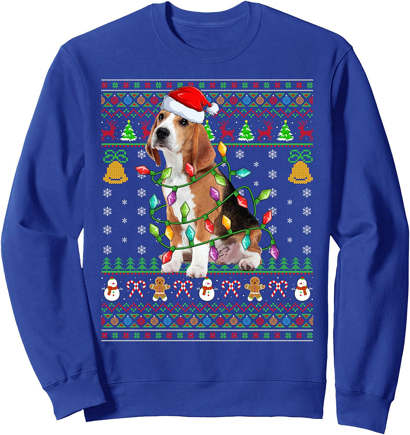 Ugly Christmas Beagle Sweatshirt – Tangled Lights Dog Crewneck Pullover