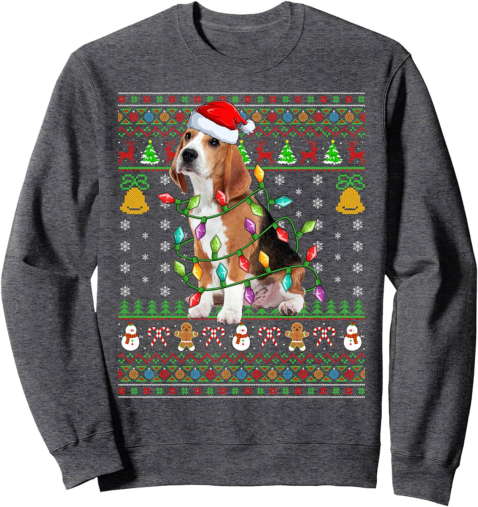 Ugly Christmas Beagle Sweatshirt – Tangled Lights Dog Crewneck Pullover