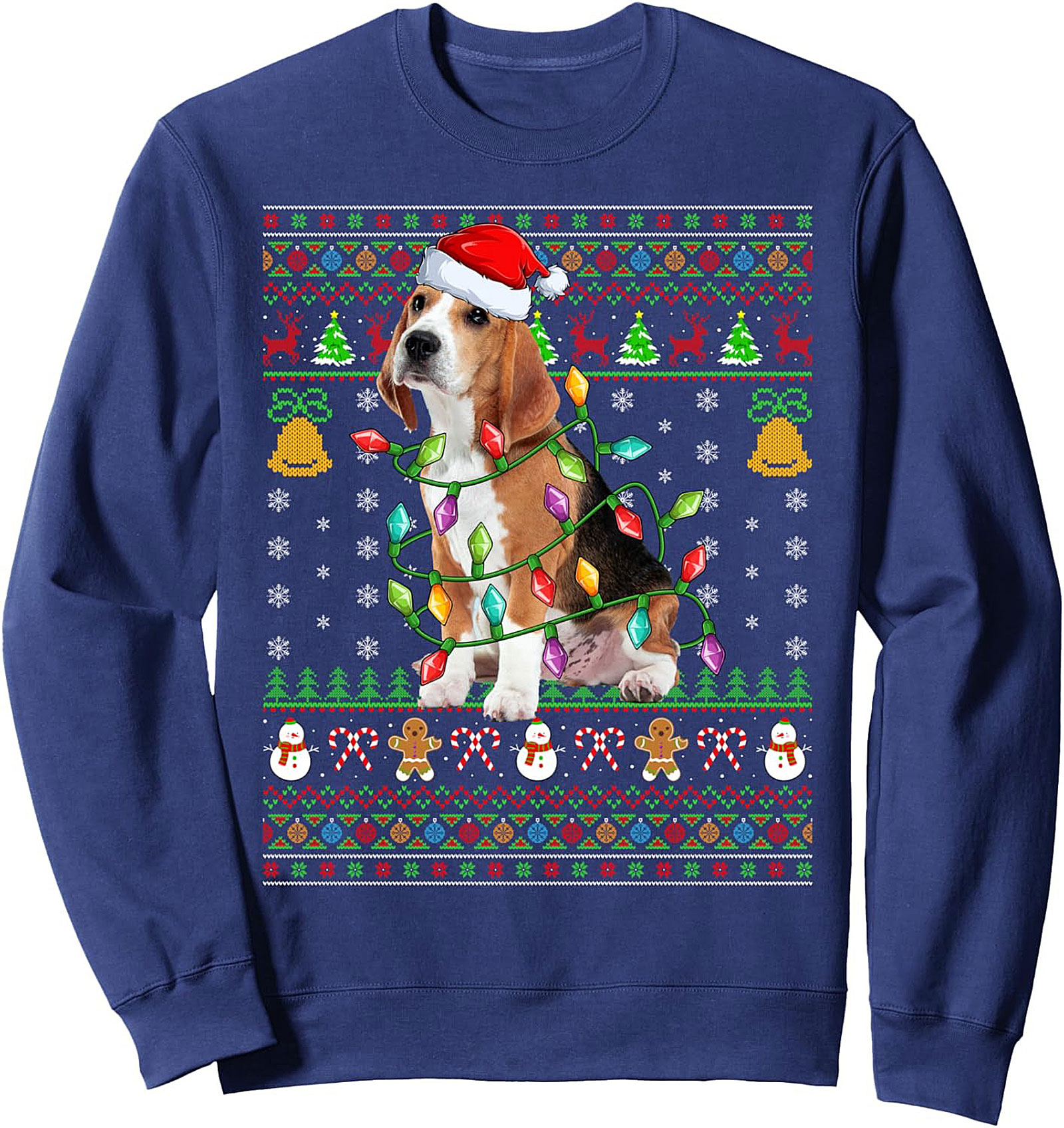 Ugly Christmas Beagle Sweatshirt – Tangled Lights Dog Crewneck Pullover