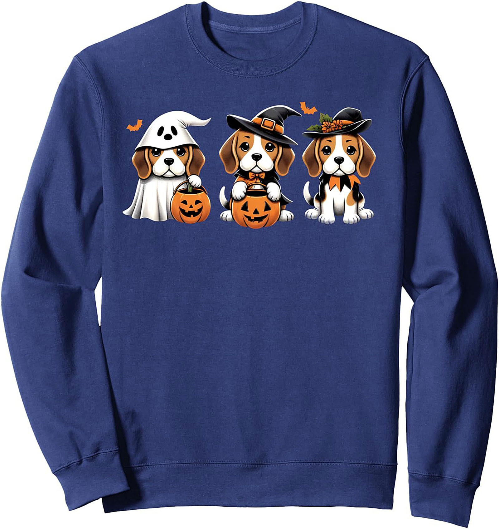 The Three Beagle Puppies Halloween Crewneck Sweatshirt | Spooky Cute Graphic Pullover