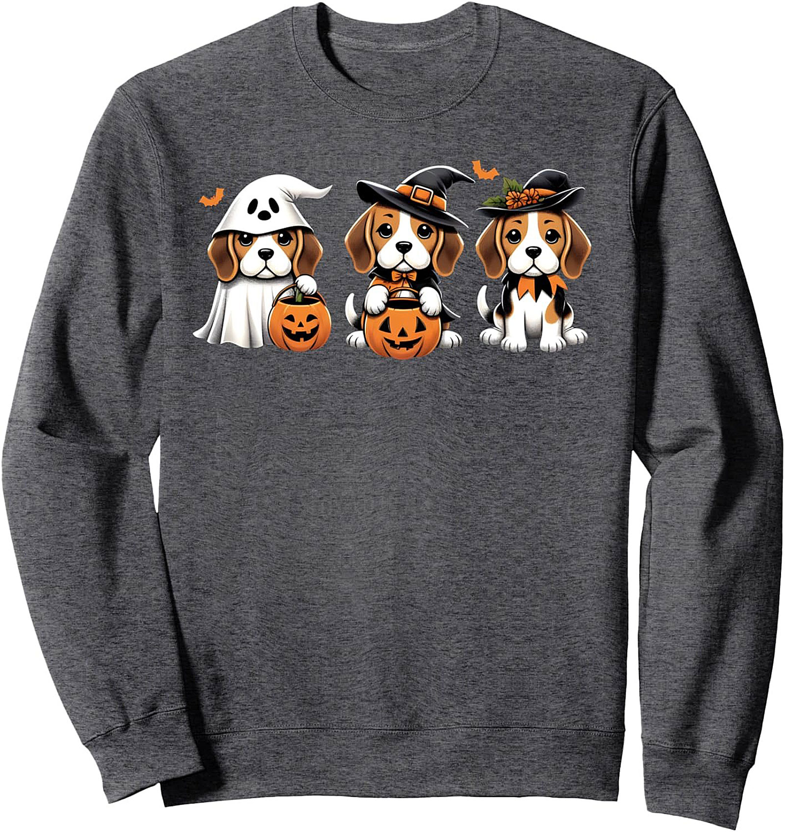 The Three Beagle Puppies Halloween Crewneck Sweatshirt | Spooky Cute Graphic Pullover