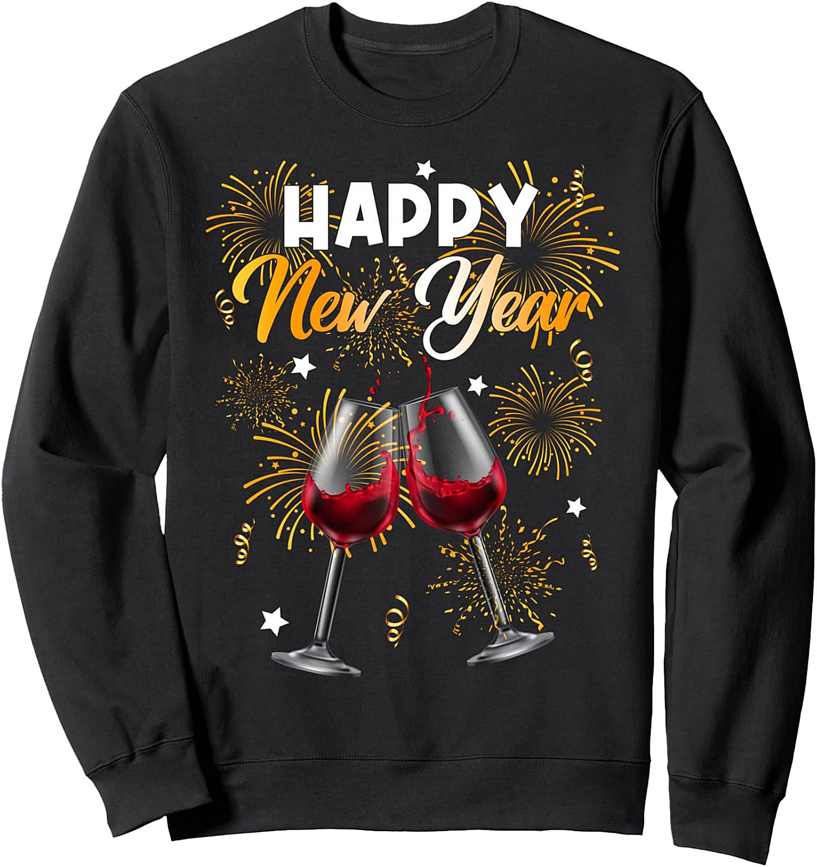 Happy New Year Graphic Sweatshirt Cozy Crewneck