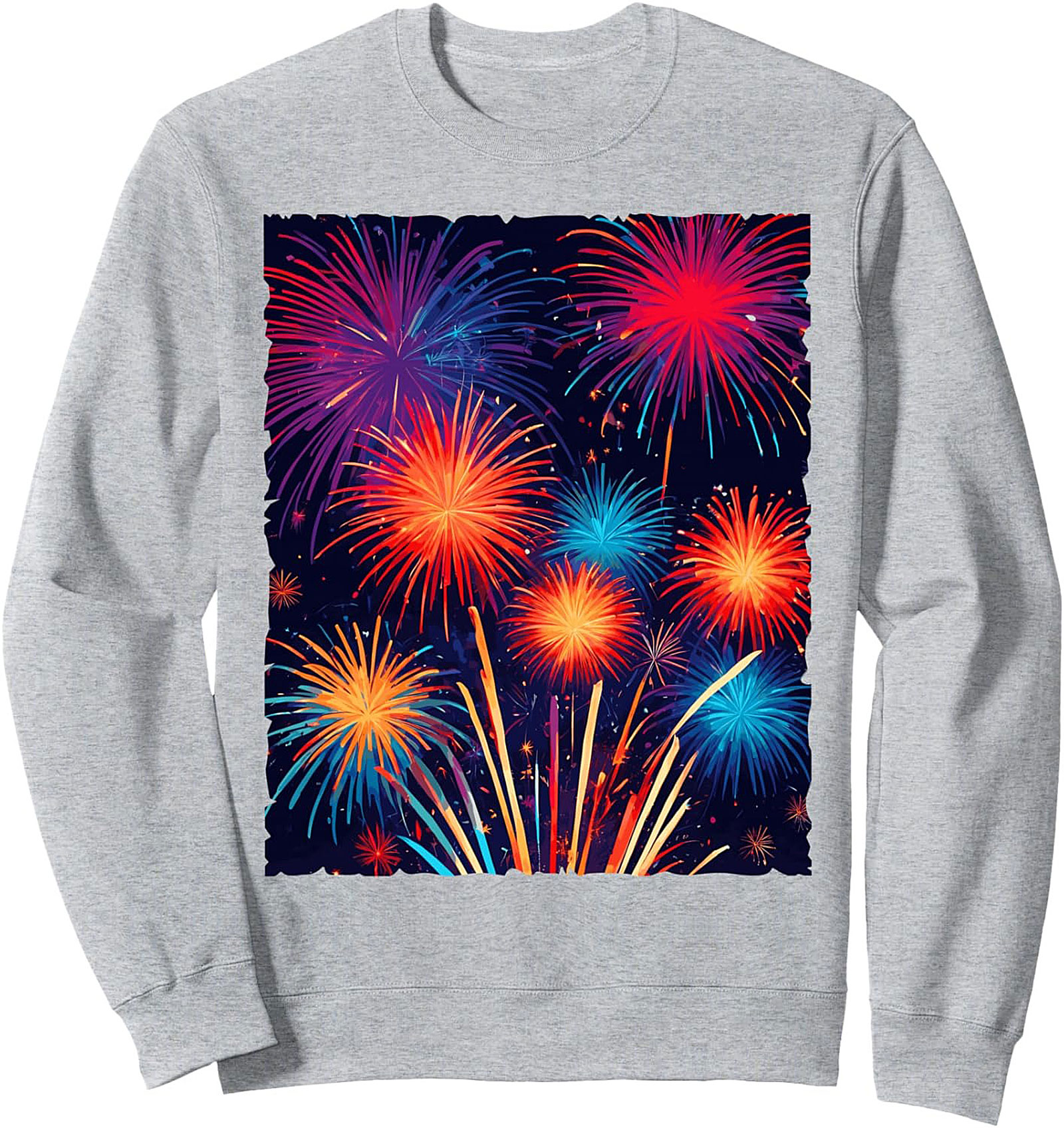 Vibrant Fireworks Graphic Sweatshirt Cozy Crewneck