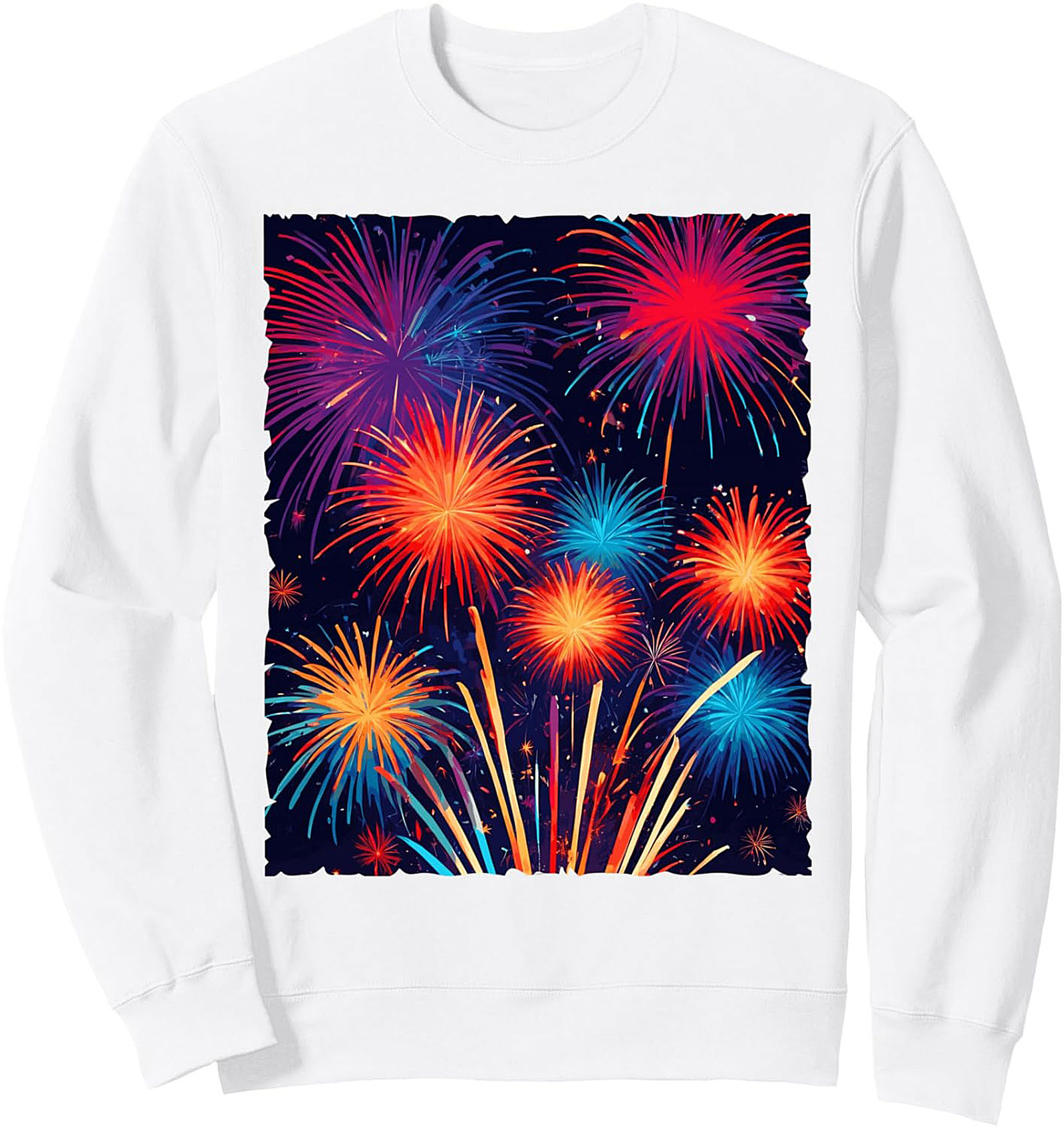 Vibrant Fireworks Graphic Sweatshirt Cozy Crewneck