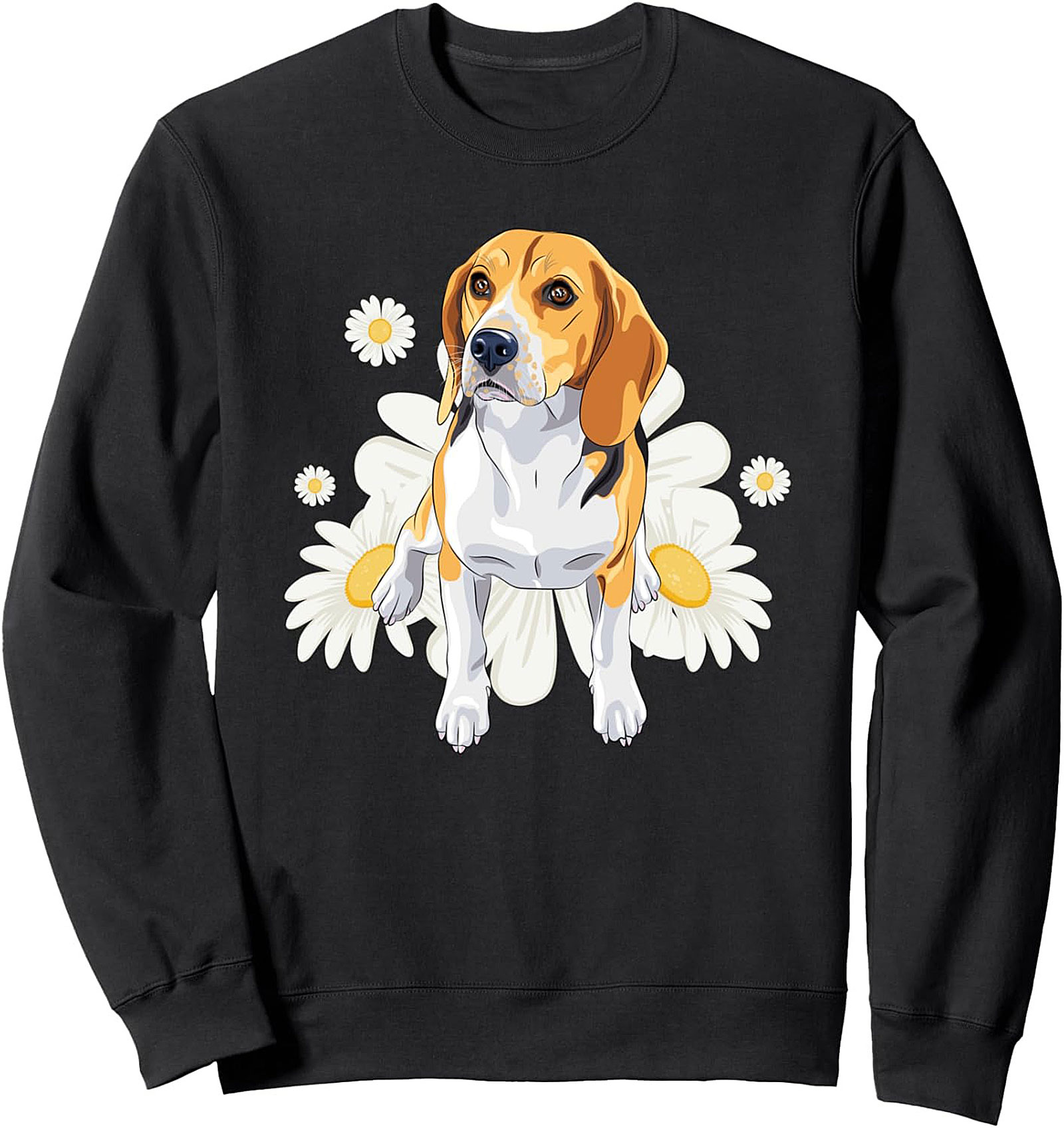 Beagle Dog Graphic Sweatshirt with Daisies | Cozy Crewneck Pullover