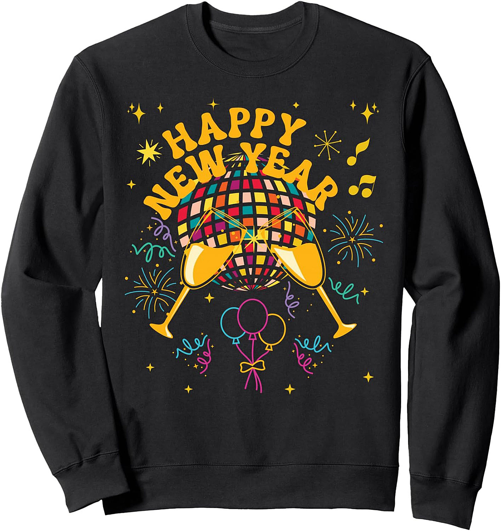 Retro Happy New Year Crewneck Sweatshirt Festive Pullover