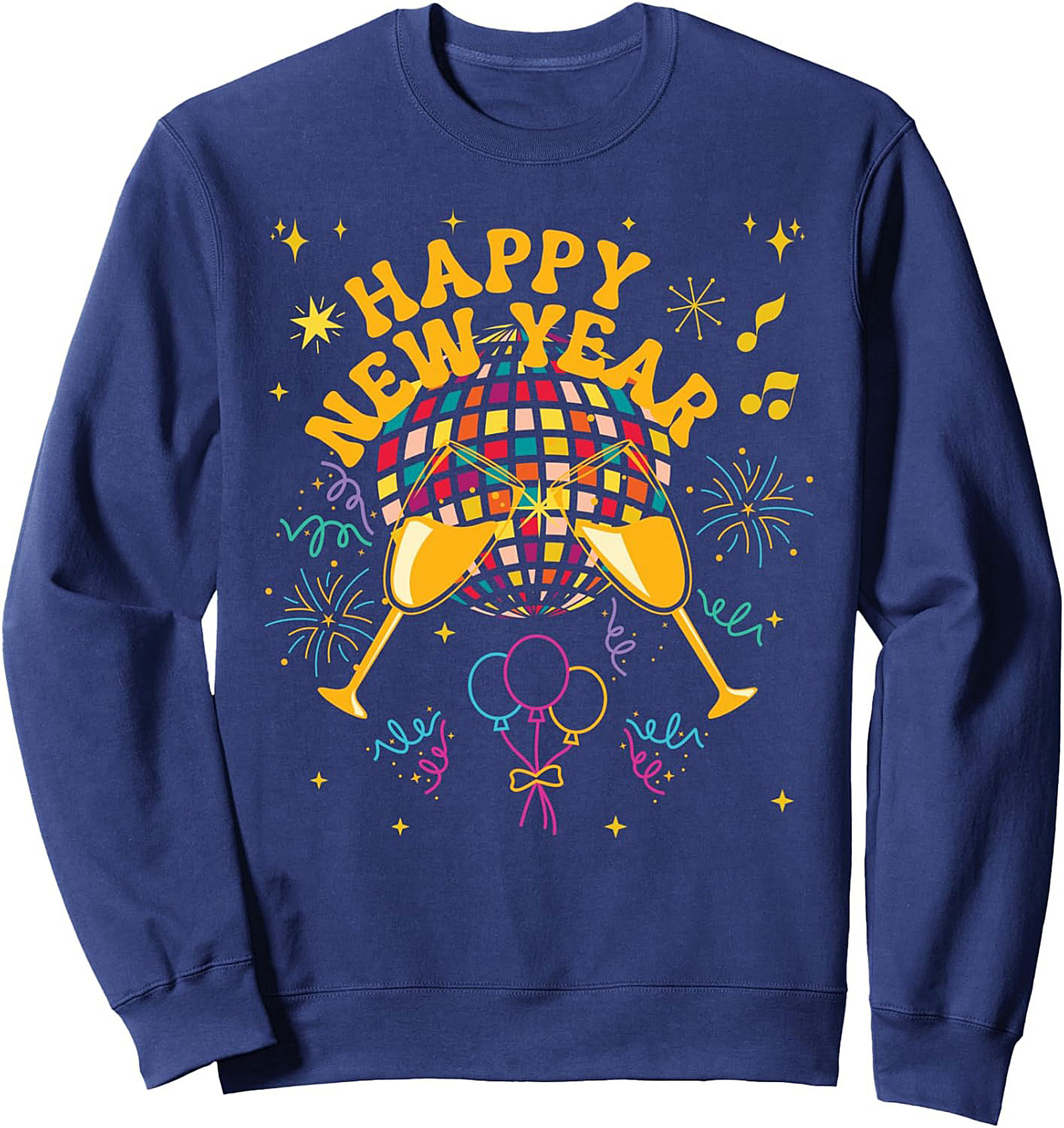 Retro Happy New Year Crewneck Sweatshirt Festive Pullover