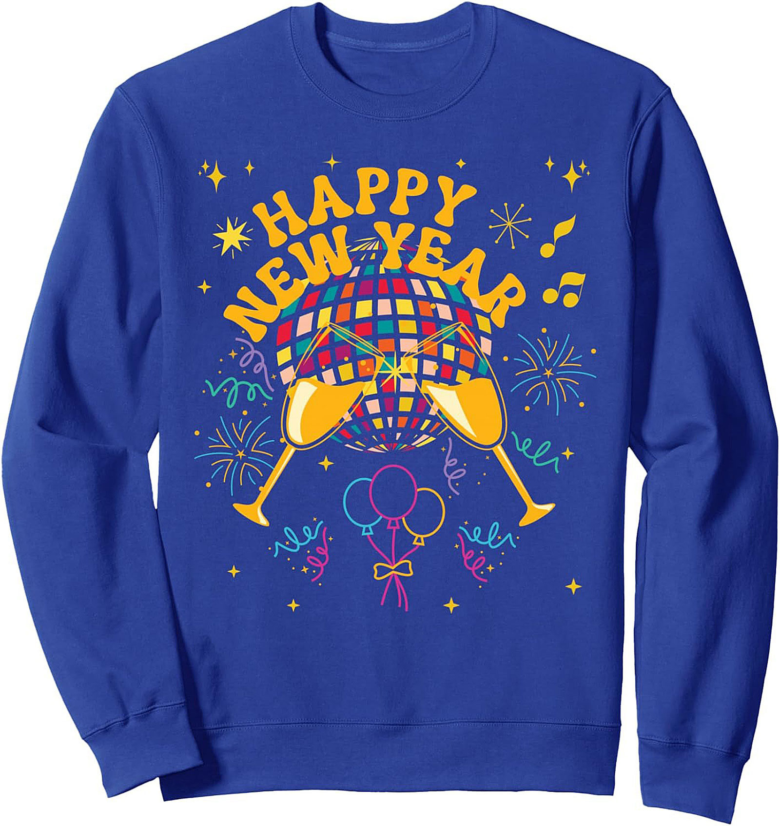 Retro Happy New Year Crewneck Sweatshirt Festive Pullover