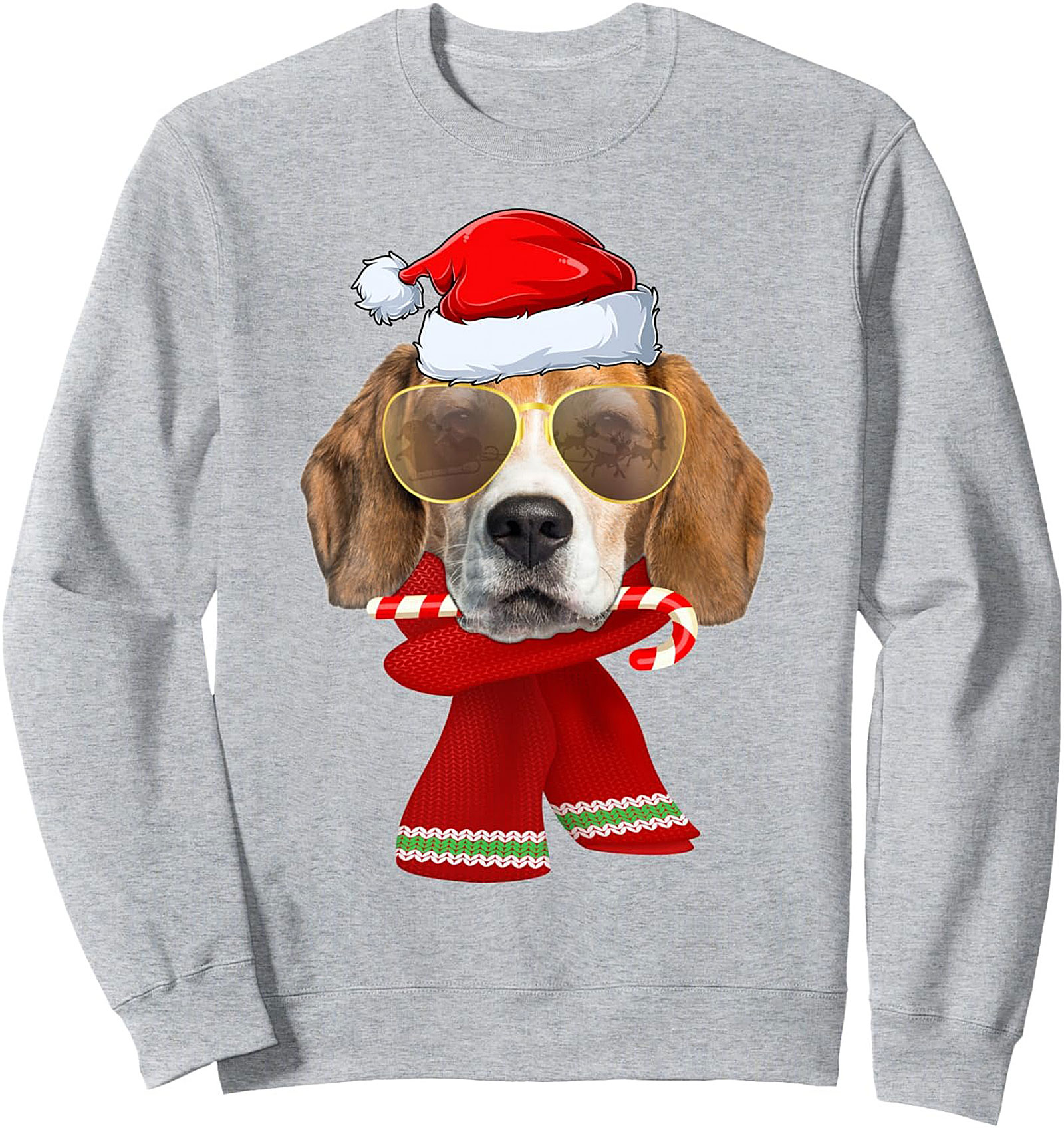 The Cool Beagle Christmas Sweatshirt | Santa Dog Holiday Crewneck