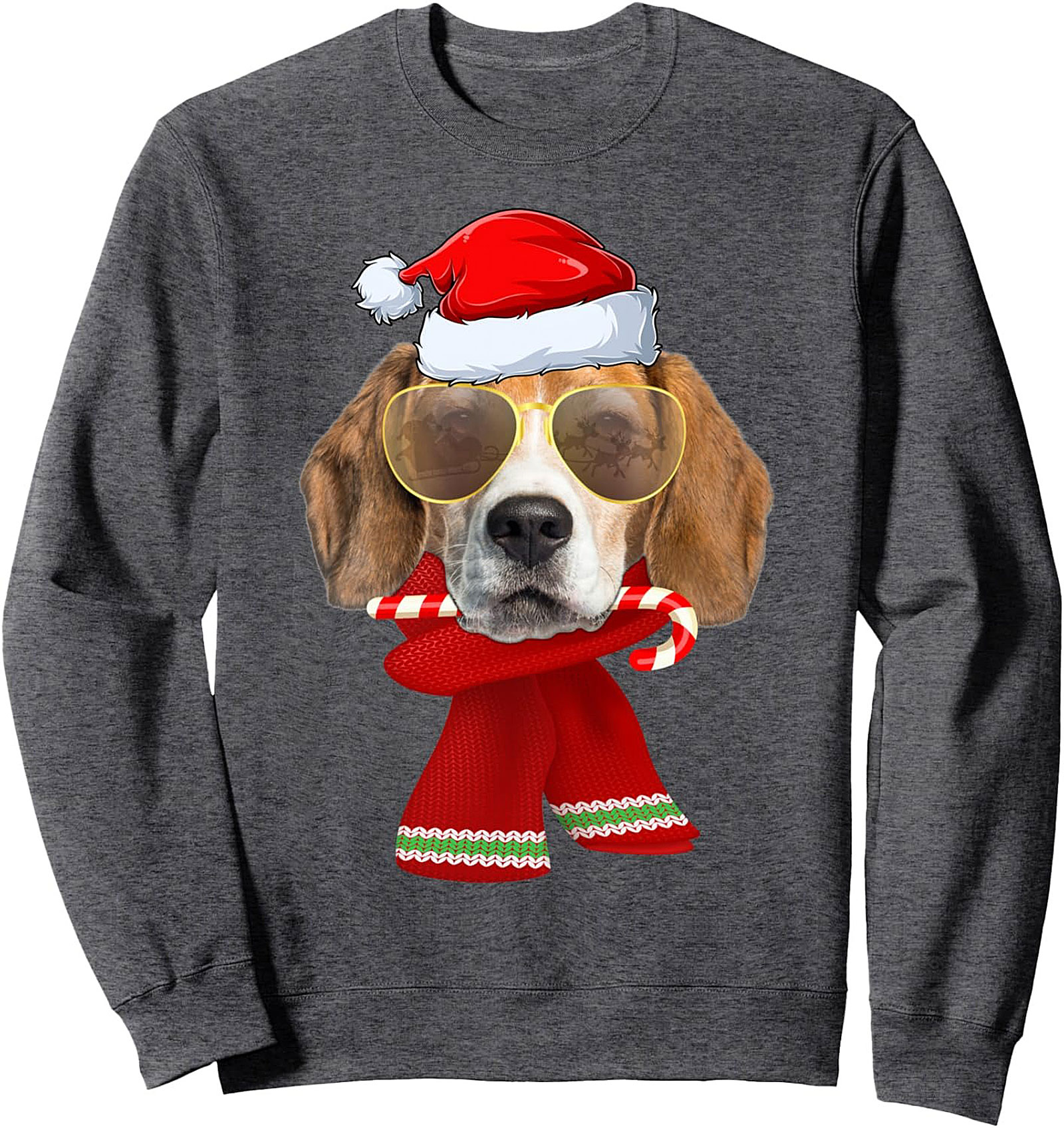 The Cool Beagle Christmas Sweatshirt | Santa Dog Holiday Crewneck
