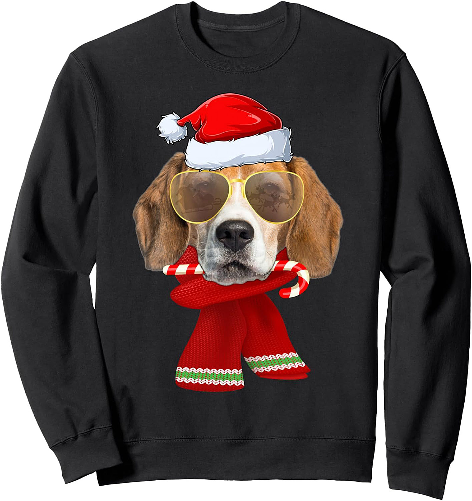The Cool Beagle Christmas Sweatshirt | Santa Dog Holiday Crewneck