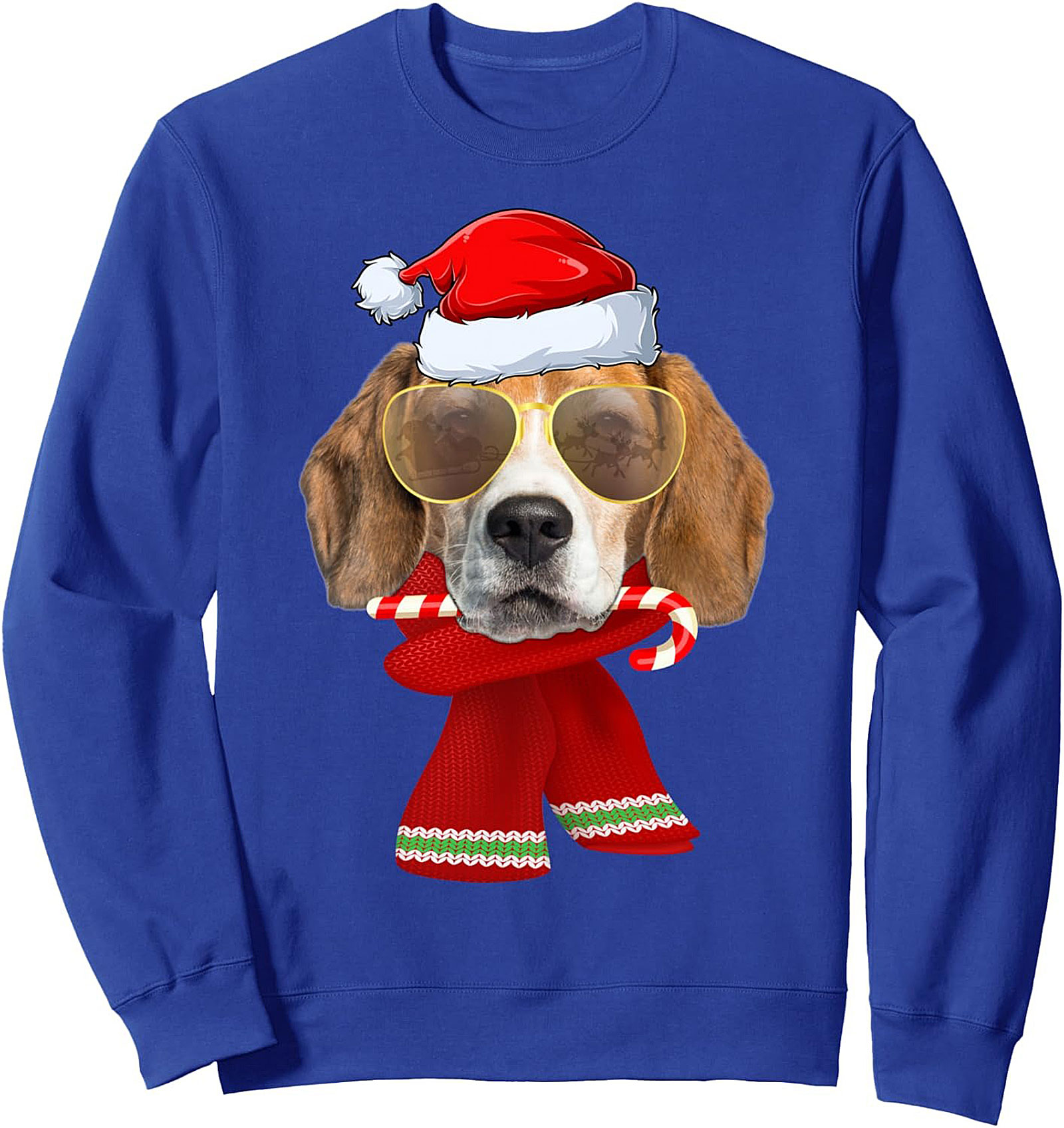 The Cool Beagle Christmas Sweatshirt | Santa Dog Holiday Crewneck