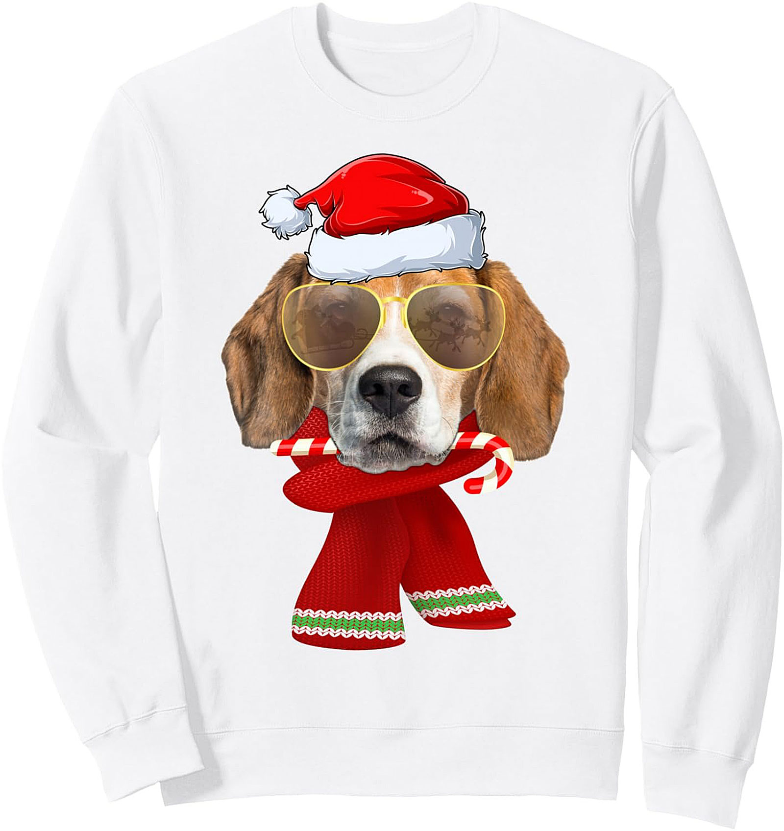 The Cool Beagle Christmas Sweatshirt | Santa Dog Holiday Crewneck