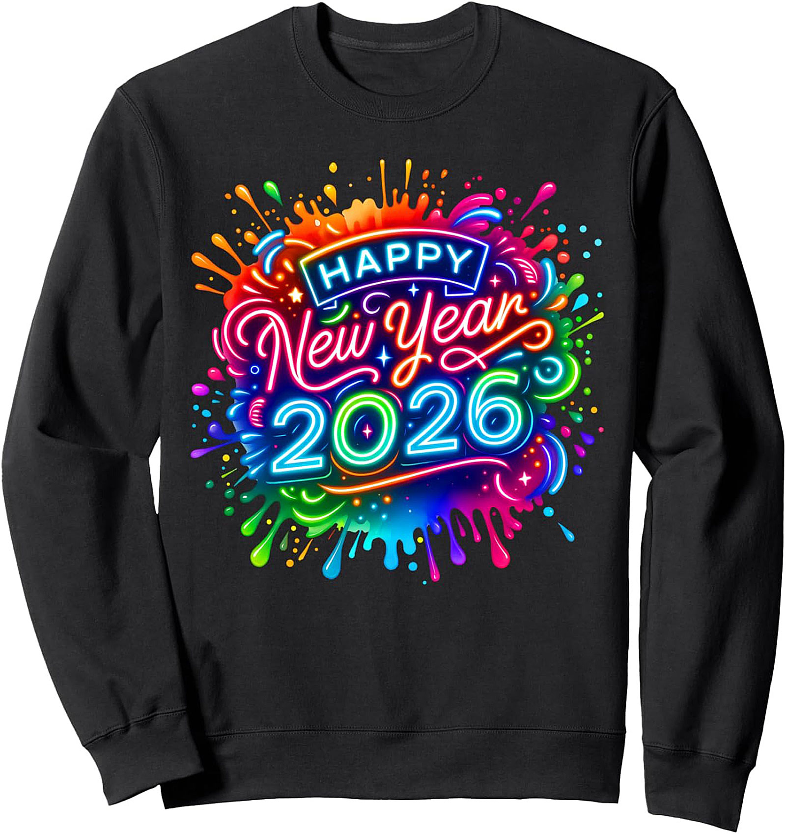 Happy New Year 2026 Crewneck Sweatshirt Neon Design