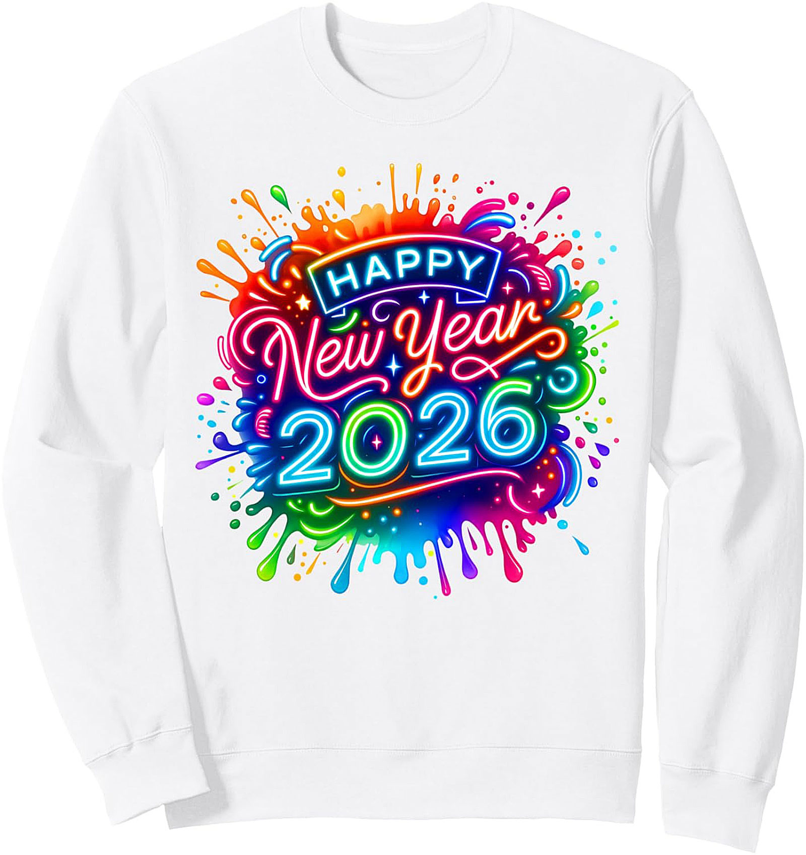 Happy New Year 2026 Crewneck Sweatshirt Neon Design