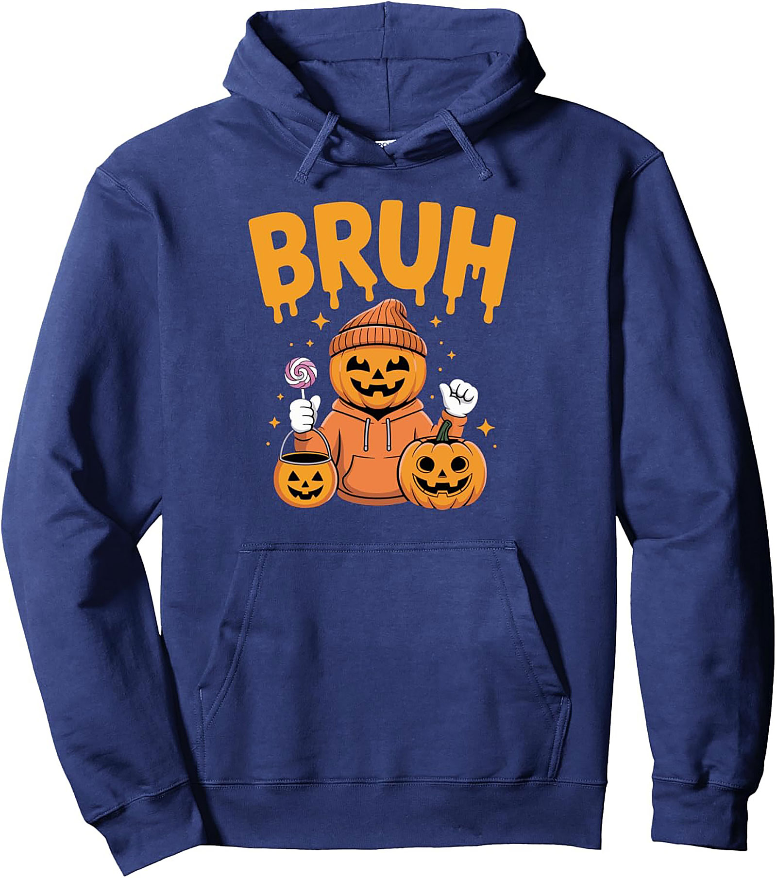 Funny Bruh Pumpkin Pullover Hoodie | Halloween Apparel