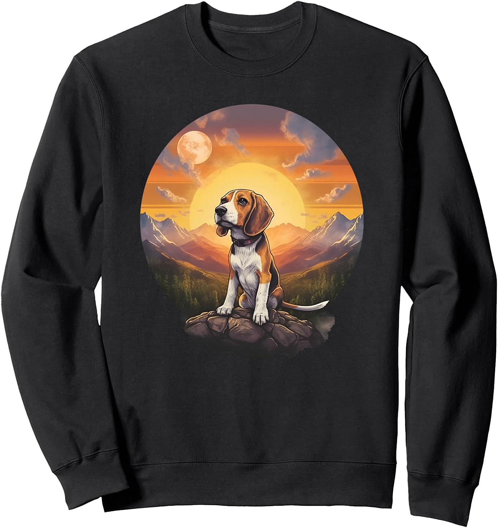 Beagle Sunset Adventure Crewneck Sweatshirt | Cozy Dog Lover Pullover