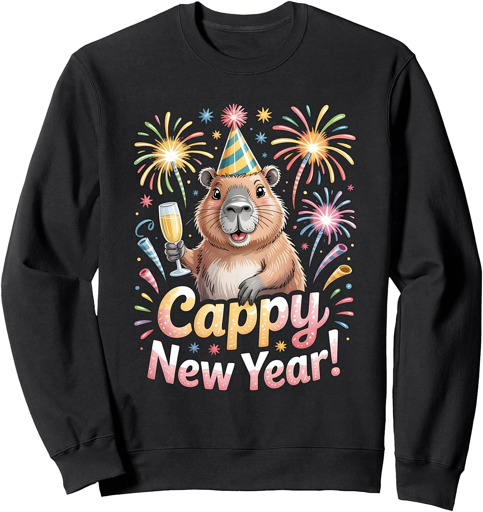 Cappy New Year Sweatshirt Capybara Graphic Crewneck
