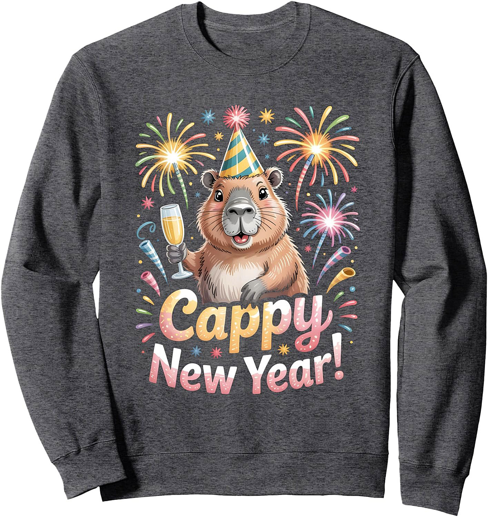 Cappy New Year Sweatshirt Capybara Graphic Crewneck