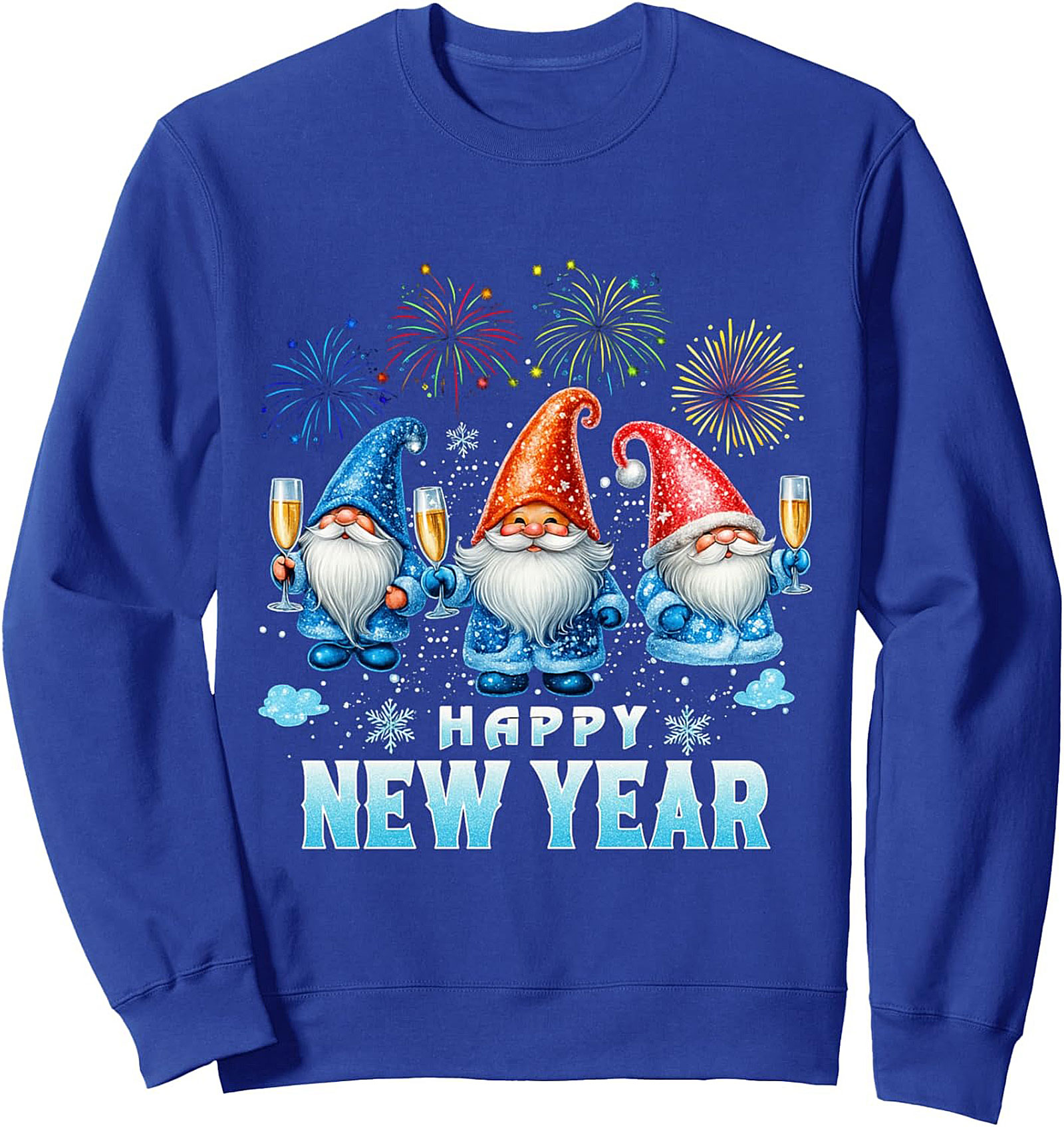 Festive New Year Gnomes Graphic Sweatshirt Cozy Crewneck