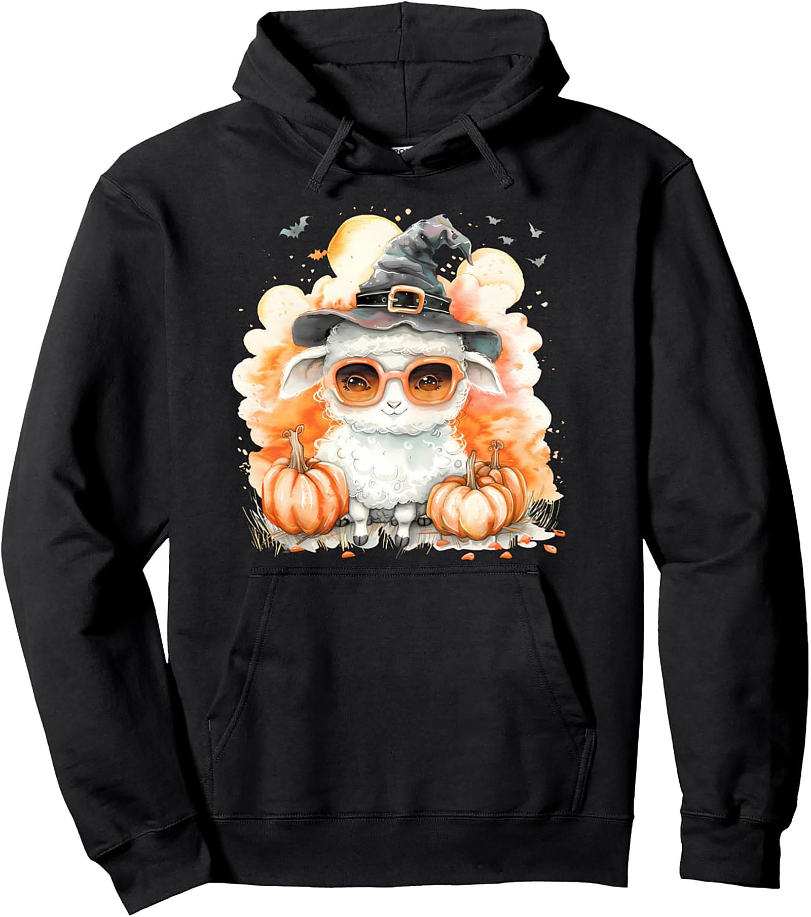 Cute Witch Sheep Halloween Pullover Hoodie | Cozy Fall Gift