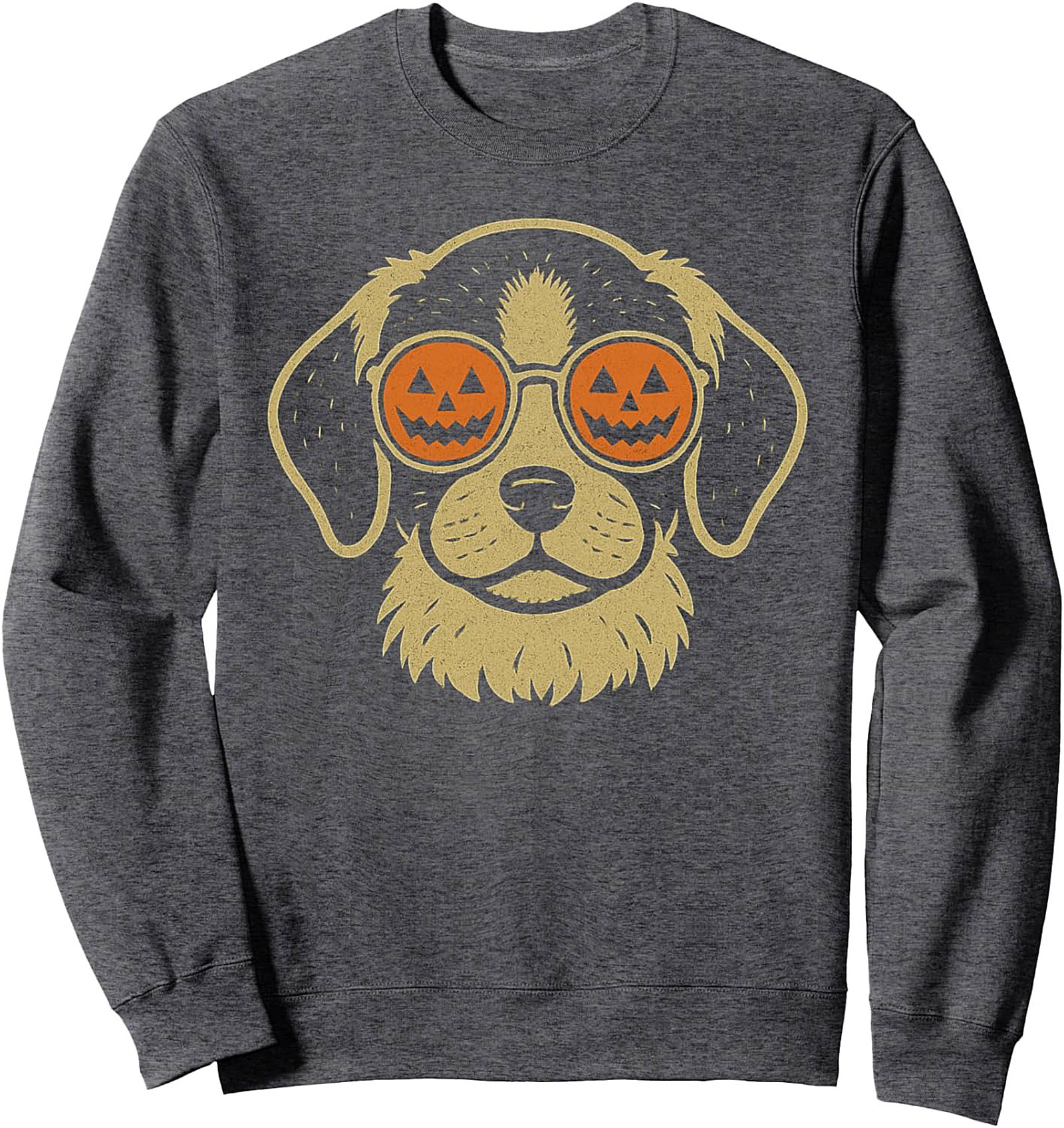 Spooky Pup Halloween Dog Crewneck Sweatshirt | Pumpkin Glasses Graphic