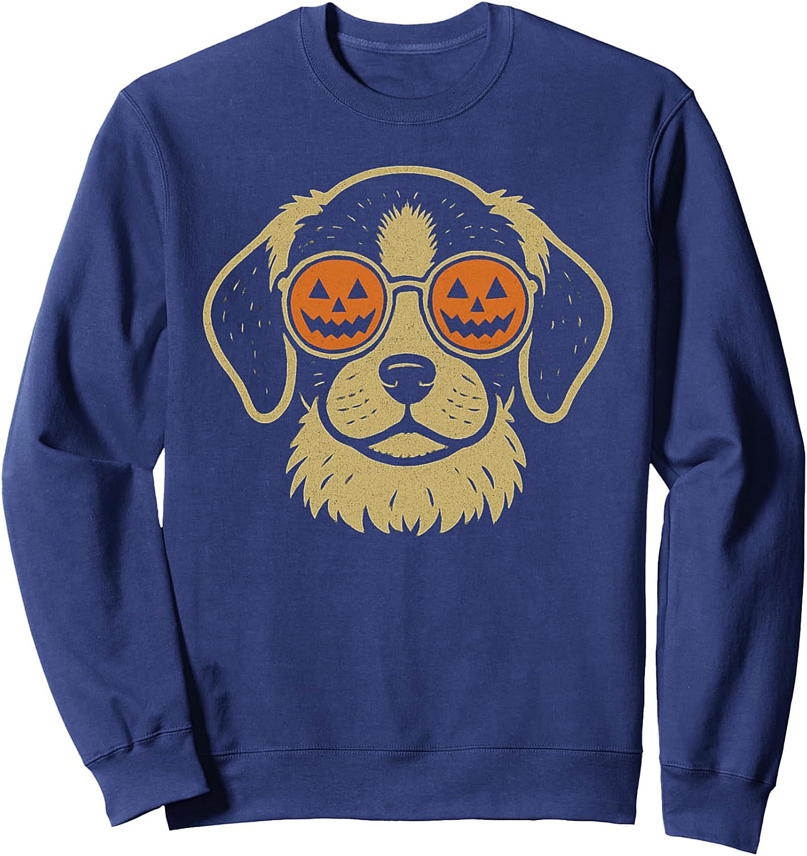 Spooky Pup Halloween Dog Crewneck Sweatshirt | Pumpkin Glasses Graphic