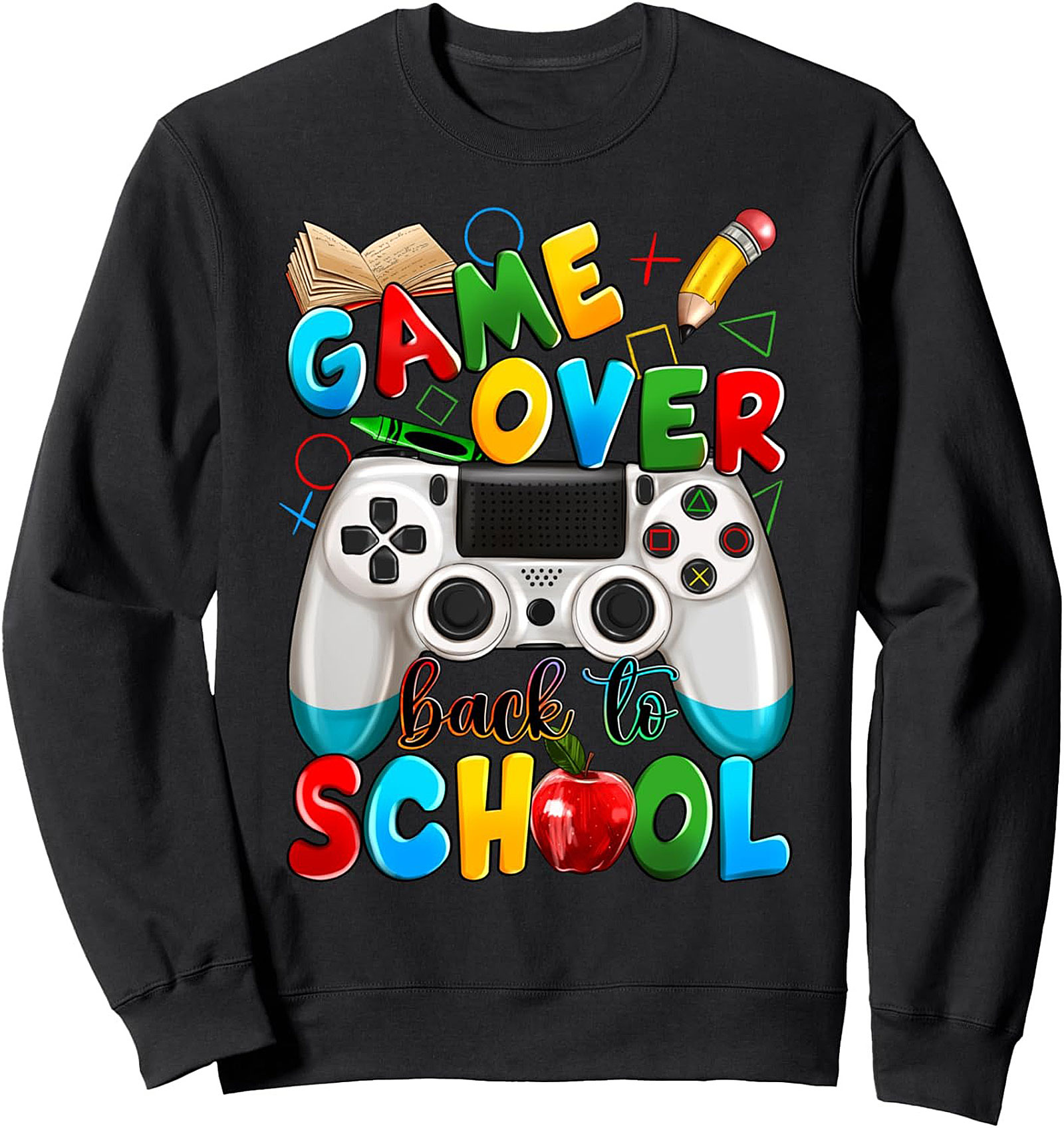 Game Over Back to School Gamer Crewneck Sweatshirt | Funny Student Pullover