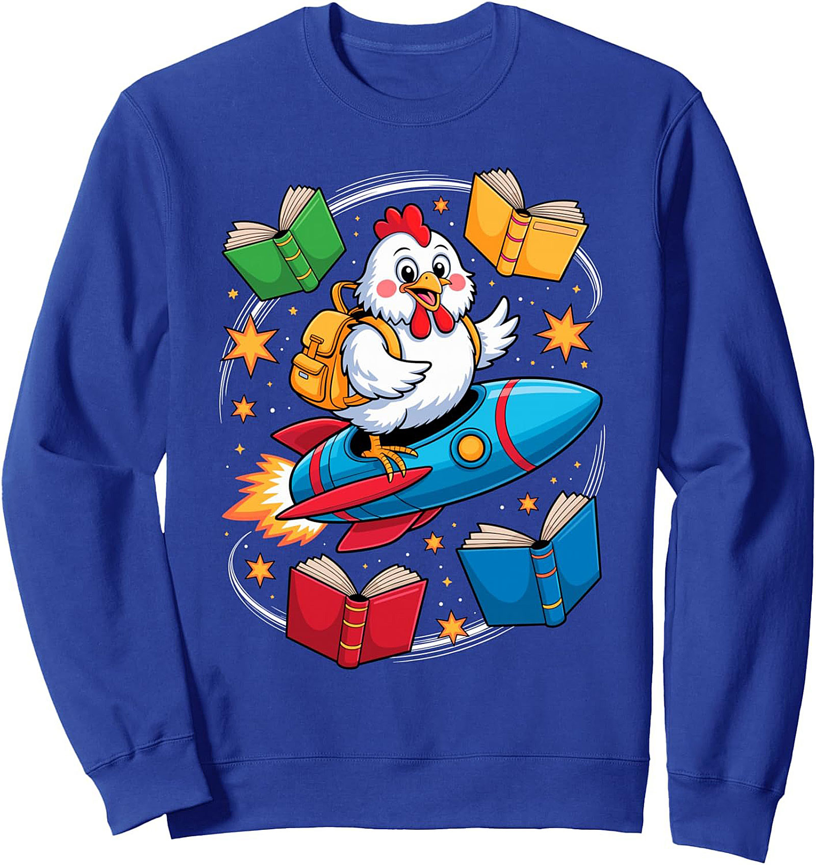 The Stellar Space Chicken Reading Crewneck Sweatshirt