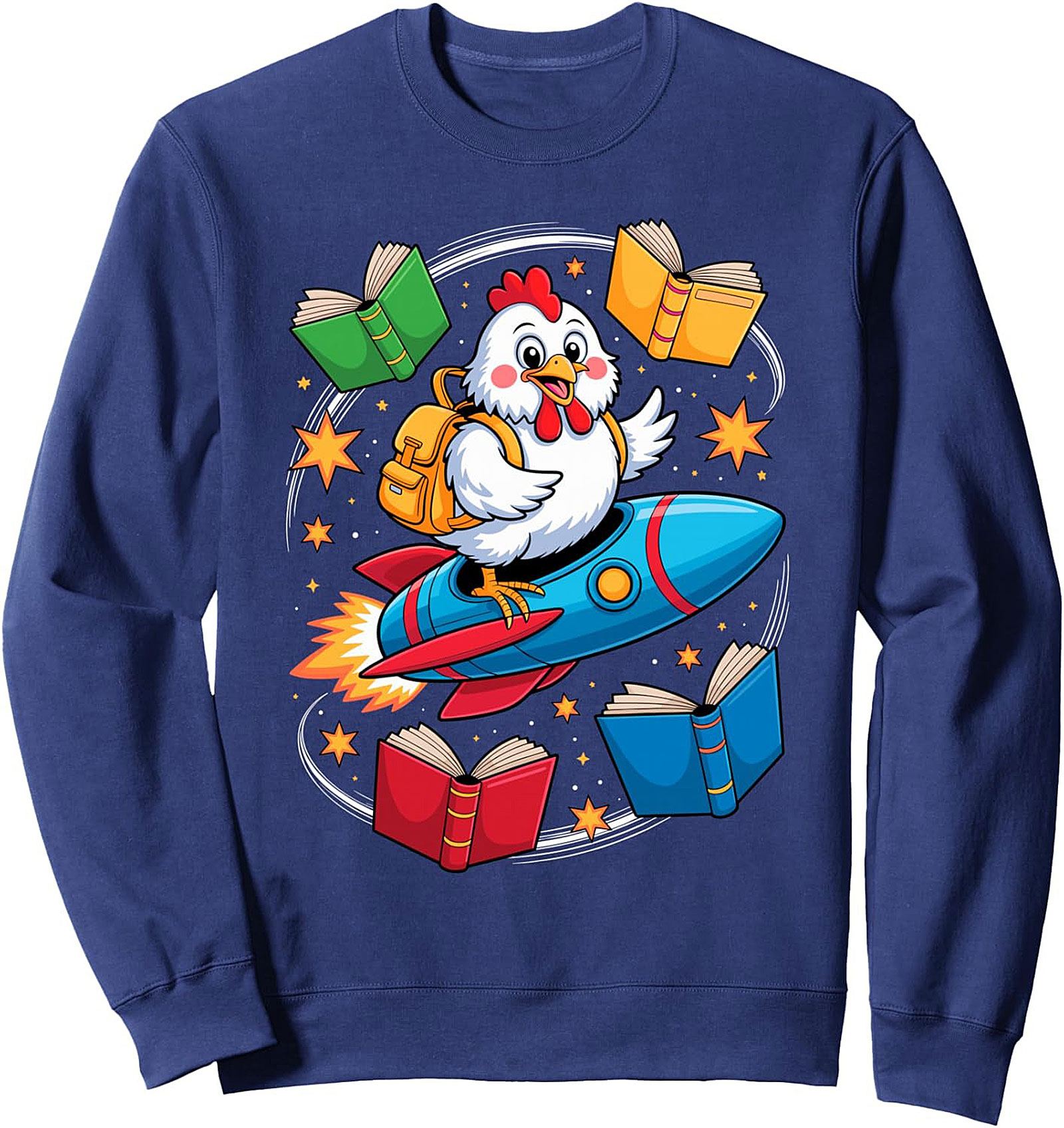 The Stellar Space Chicken Reading Crewneck Sweatshirt