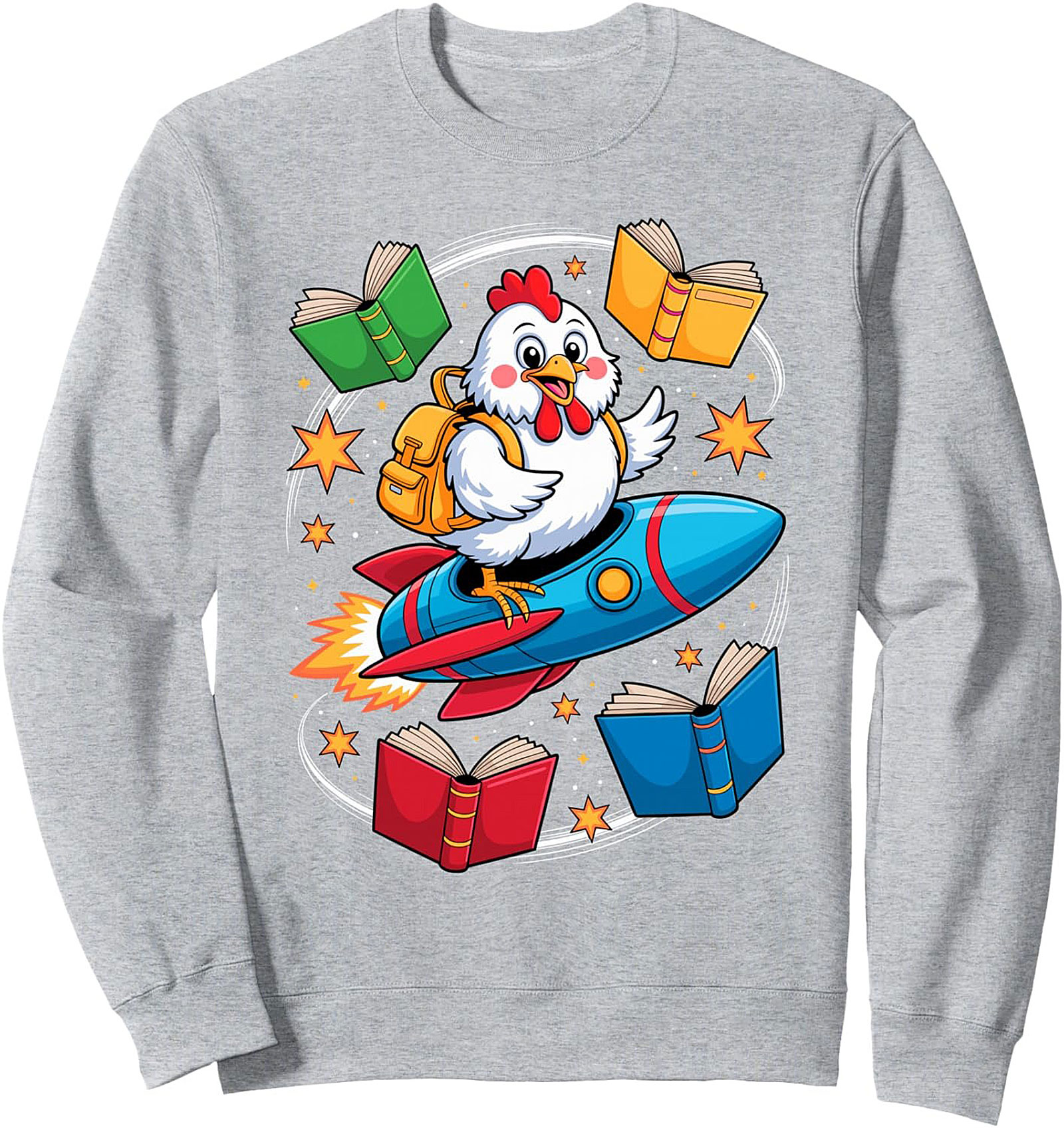 The Stellar Space Chicken Reading Crewneck Sweatshirt